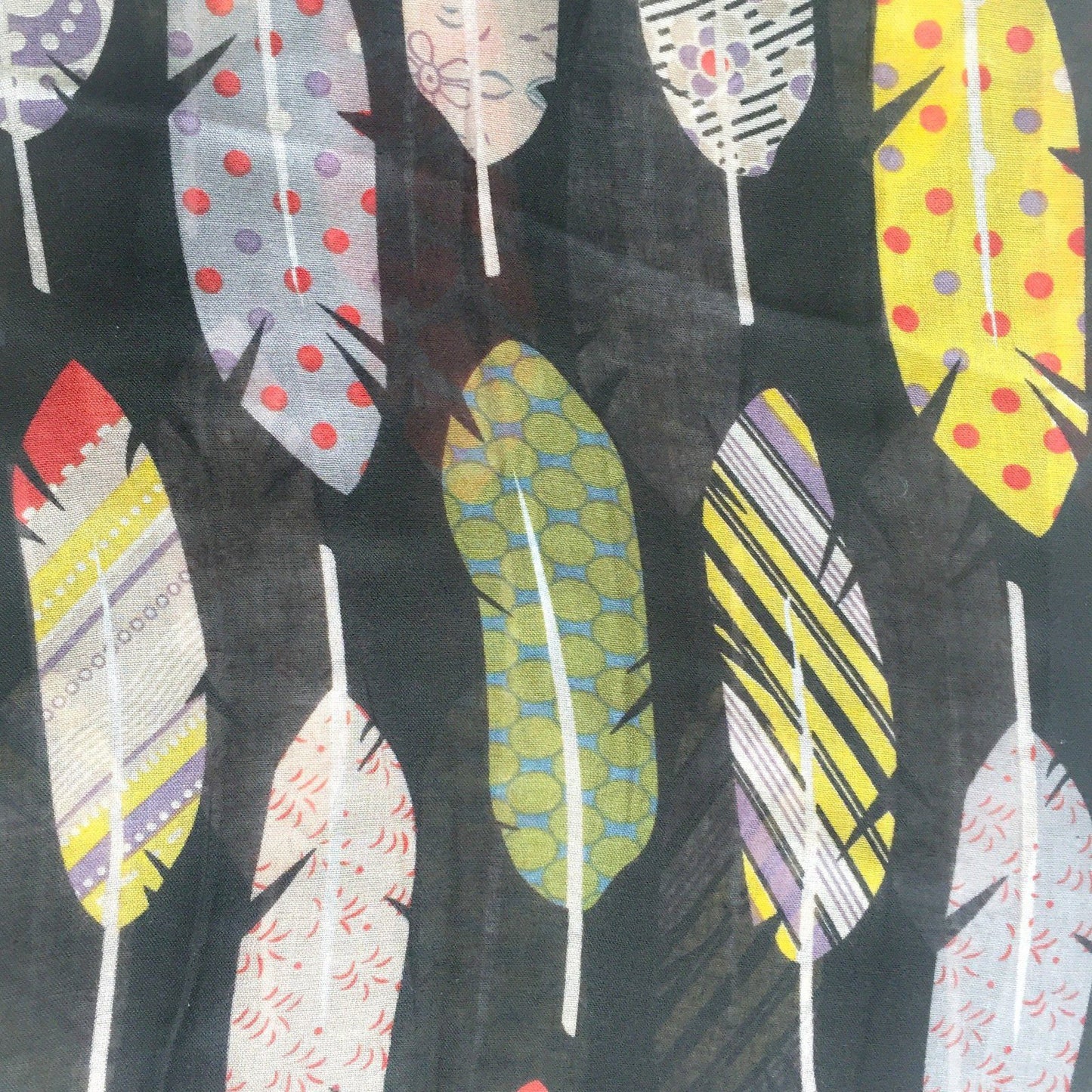 Feather Print Scarf Black