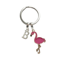 Load image into Gallery viewer, Flamingo Lover Keyring Silver Enamel
