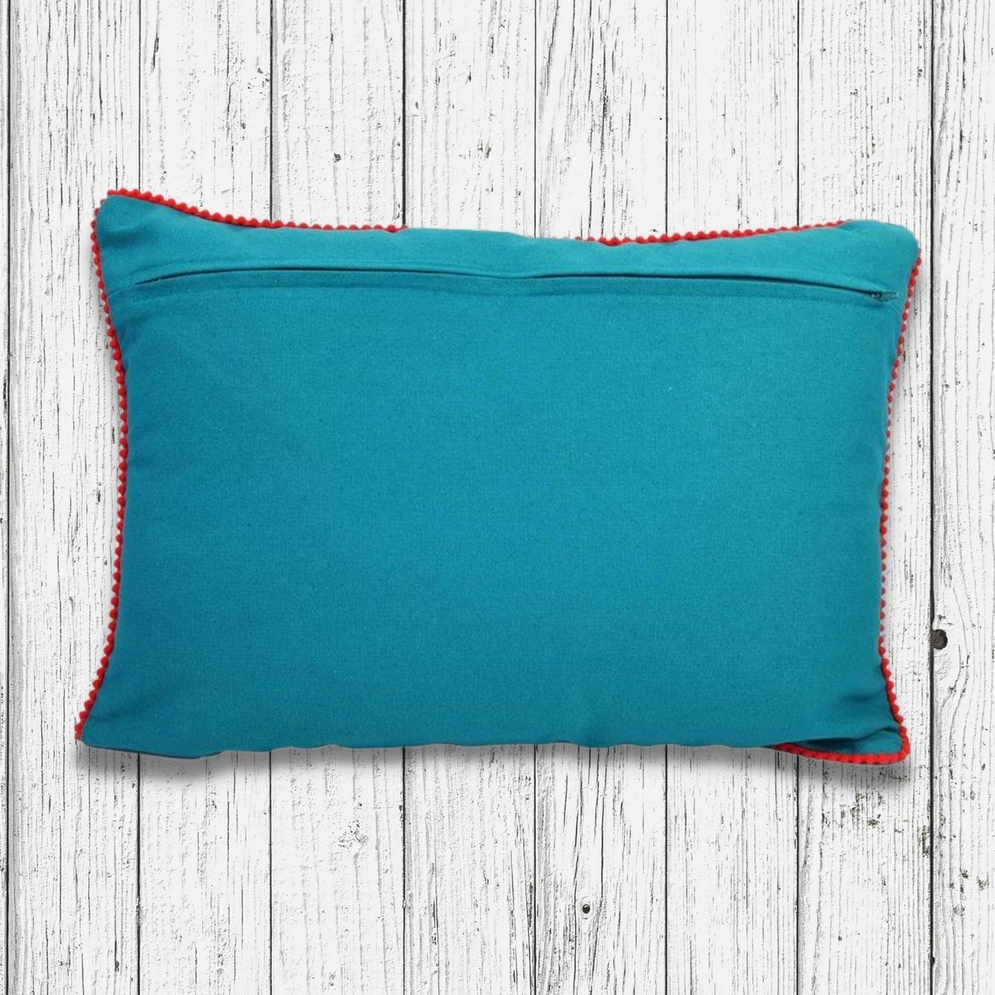 Floral embroidered Cushion Cover Teal