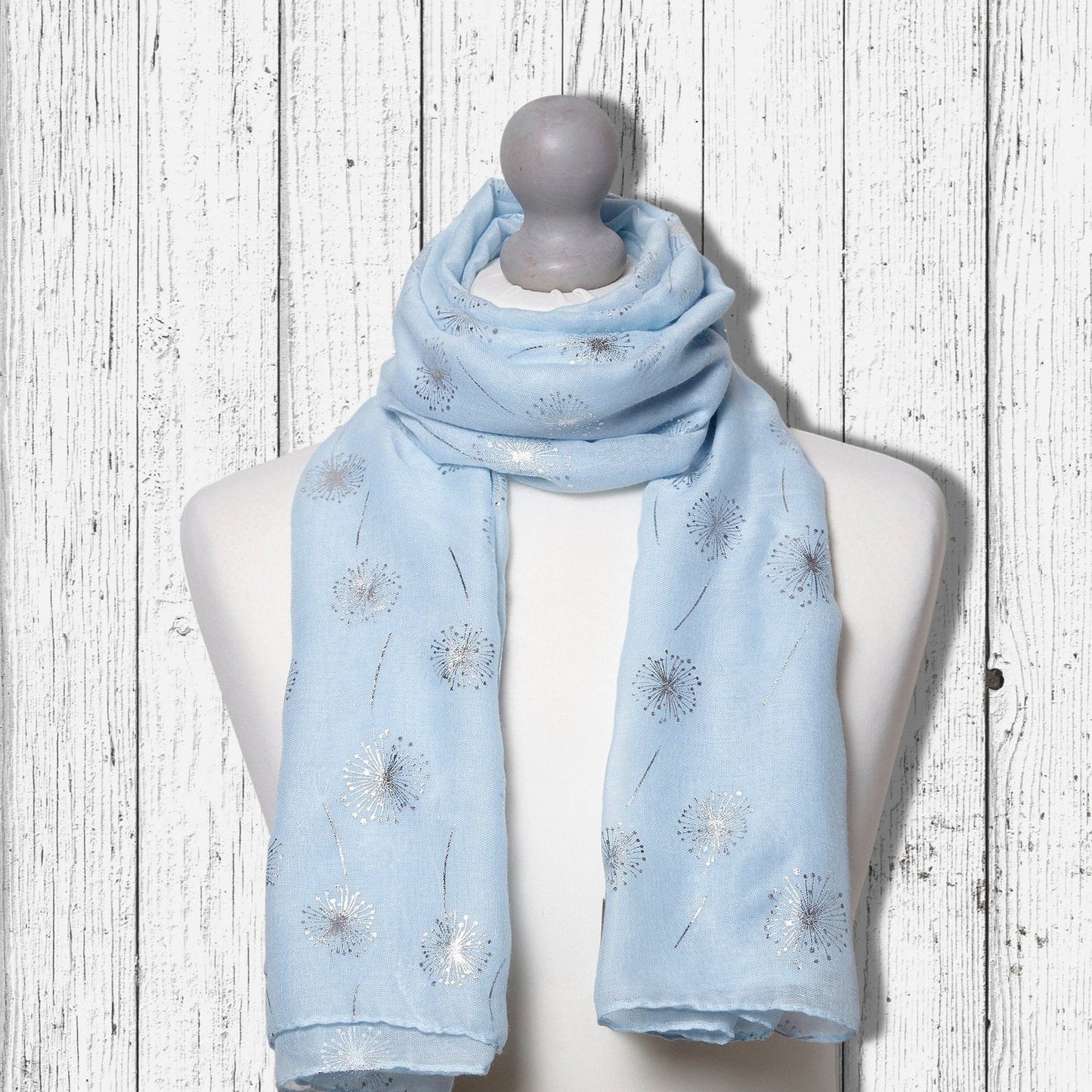Foiled Dandelion Scarf Light Blue Silver