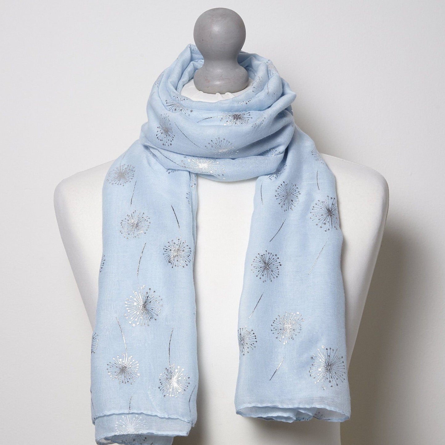 Foiled Dandelion Scarf Light Blue Silver