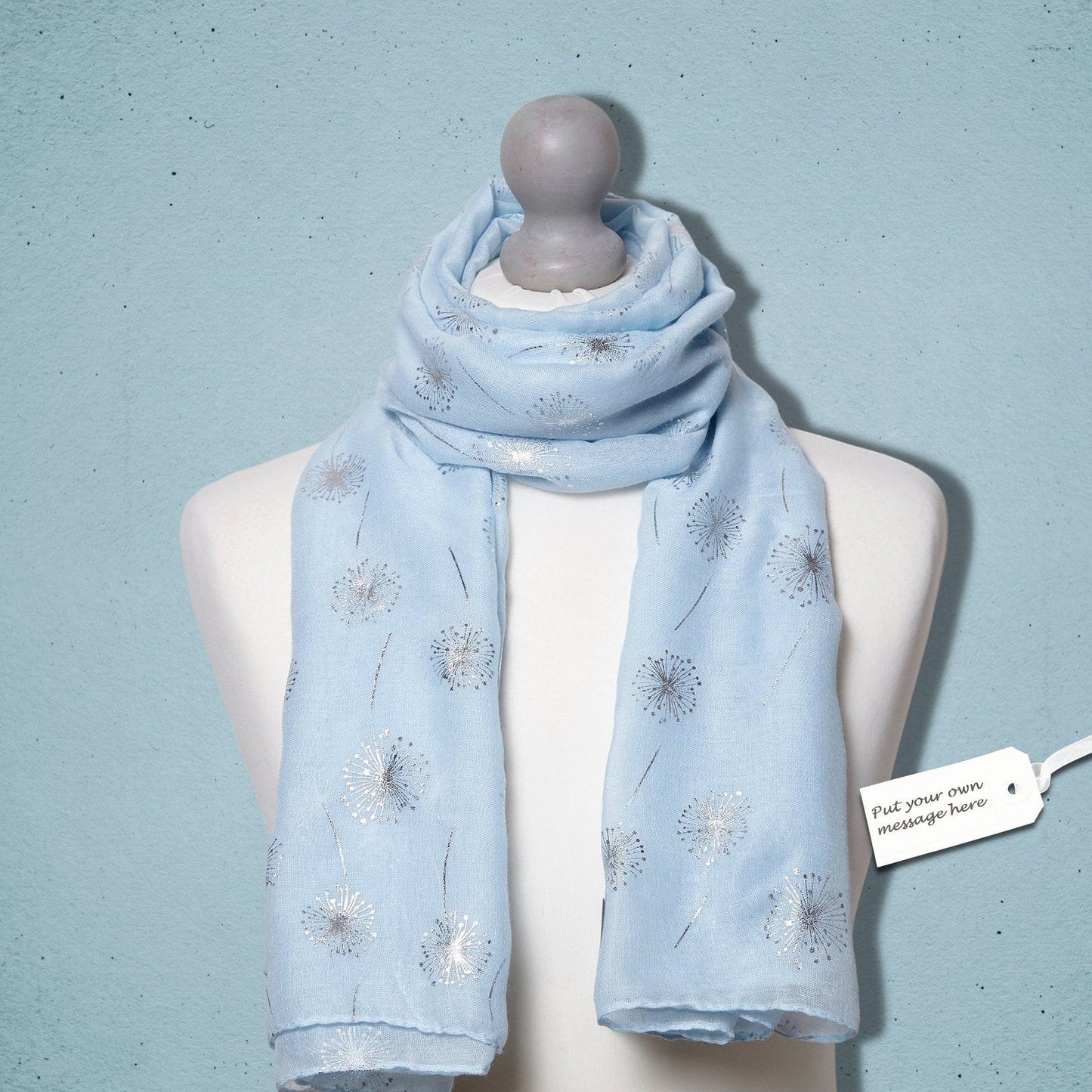 Foiled Dandelion Scarf Light Blue Silver