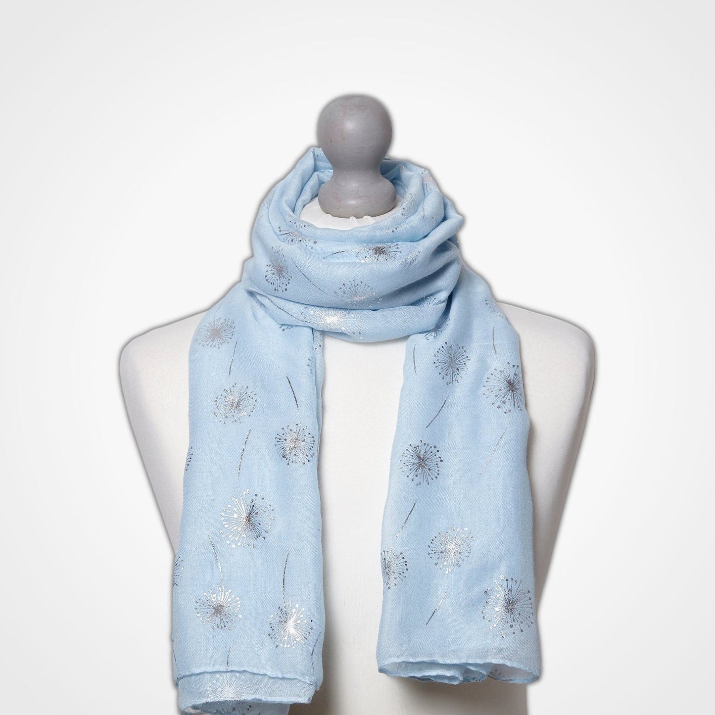 Foiled Dandelion Scarf Light Blue Silver