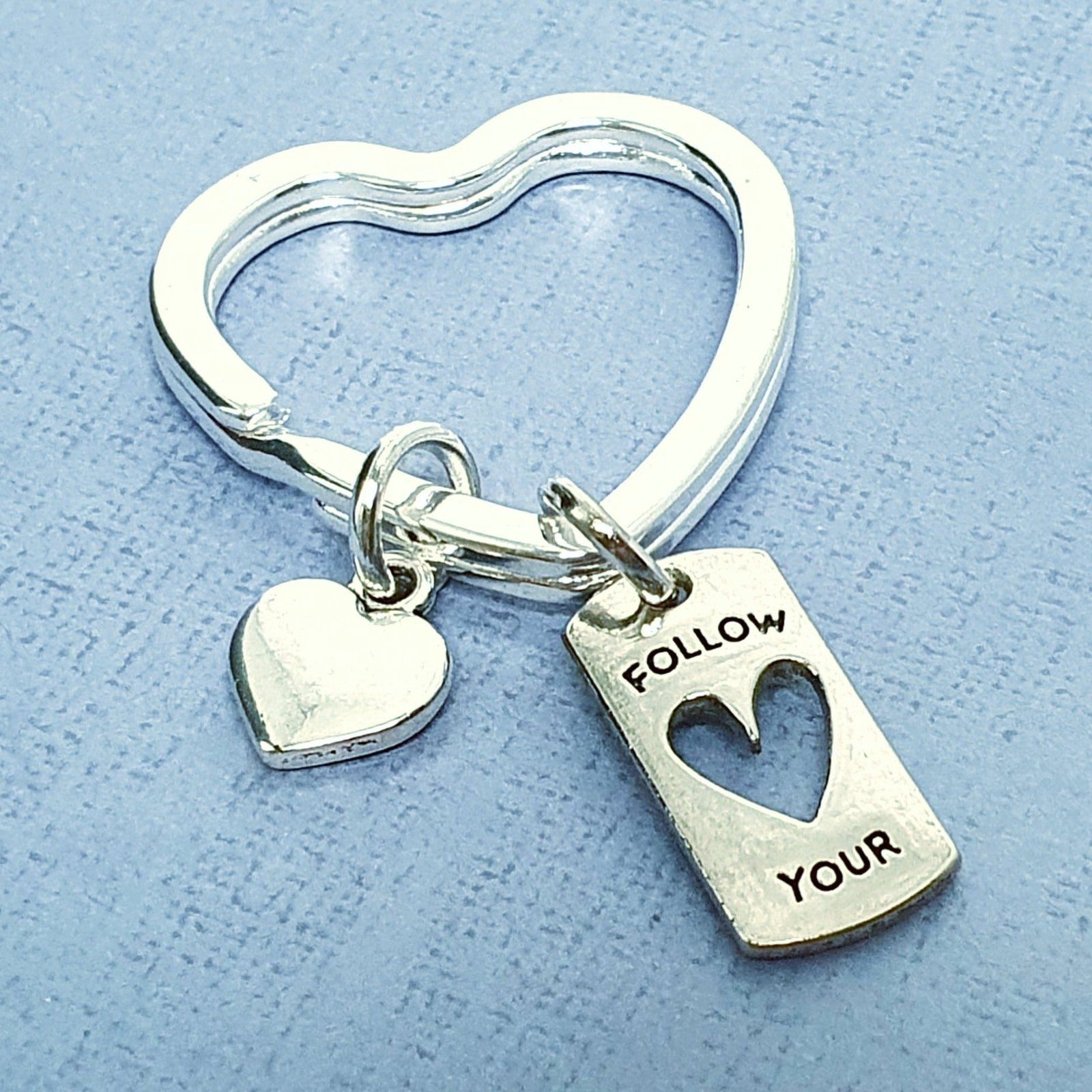 Follow Heart Keyring Silver
