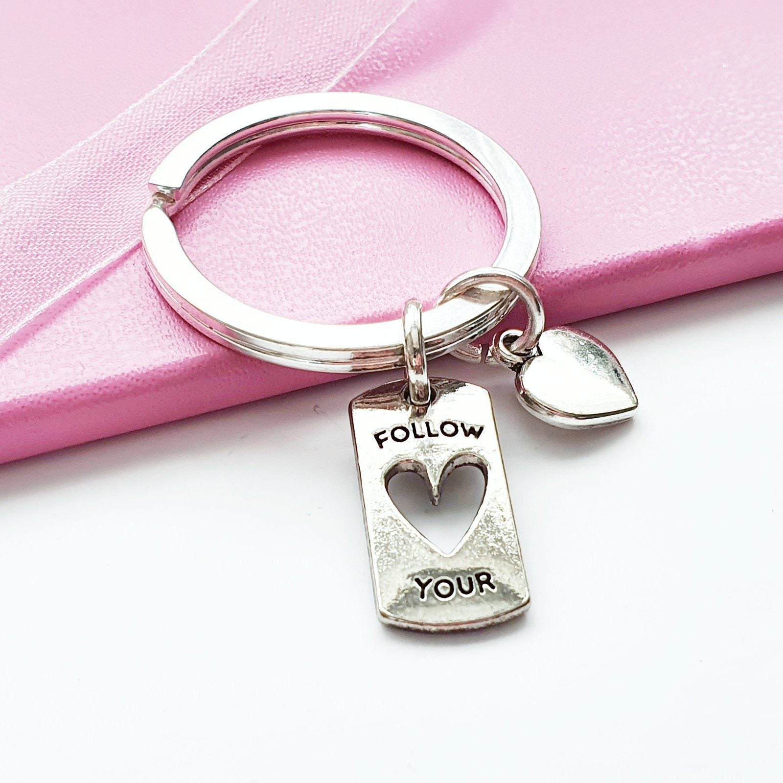 Follow Heart Keyring Silver