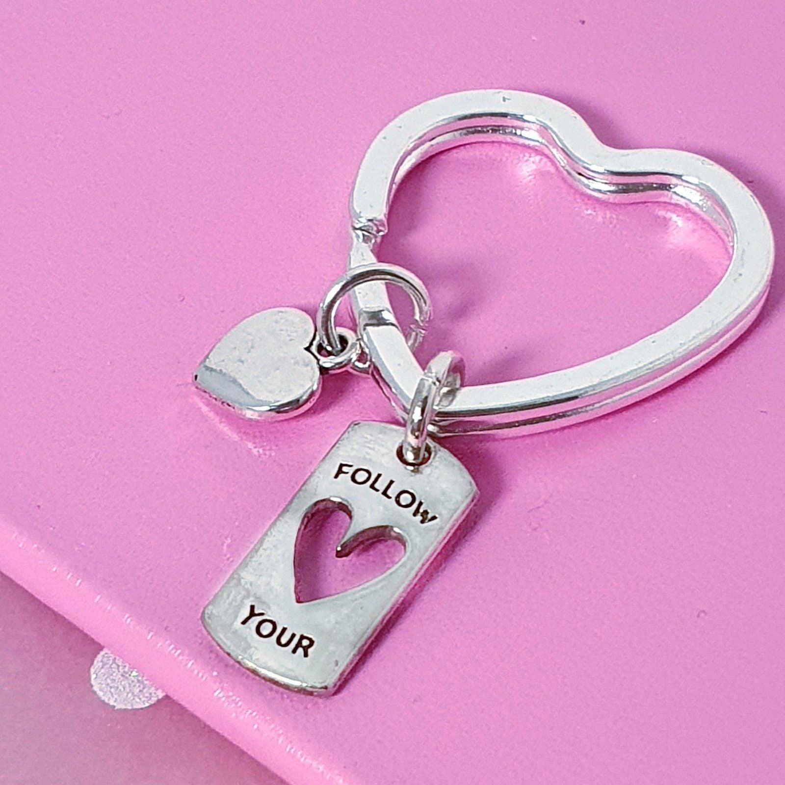 Follow Heart Keyring Silver