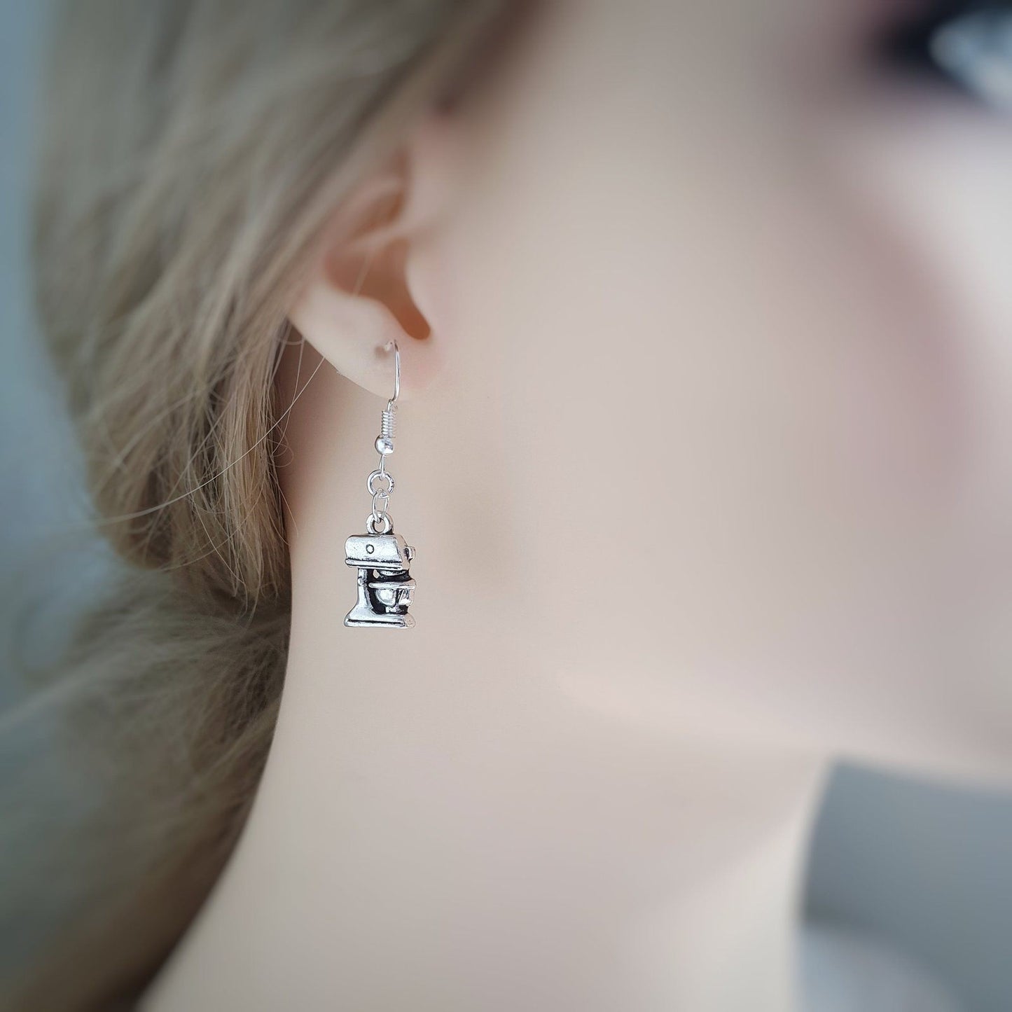 Food Mixer Earrings Silver