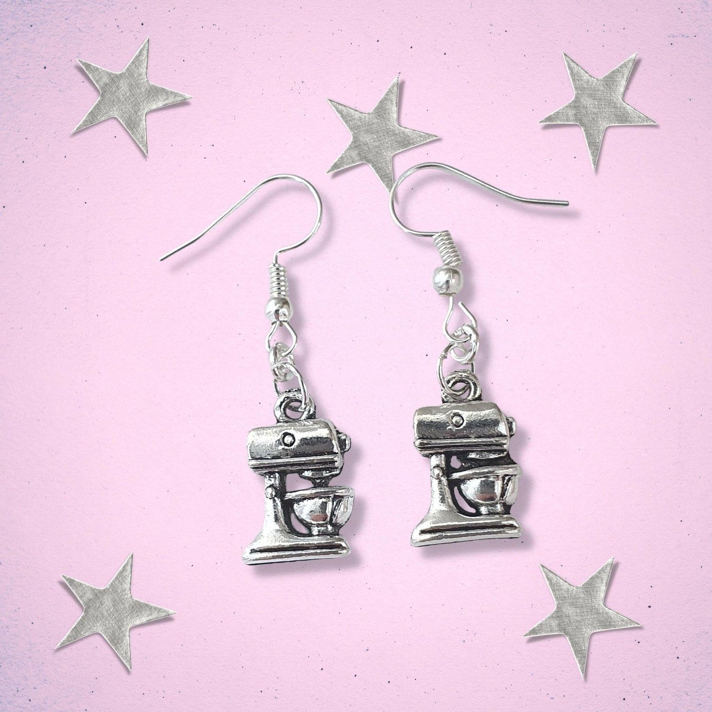 Food Mixer Earrings Silver