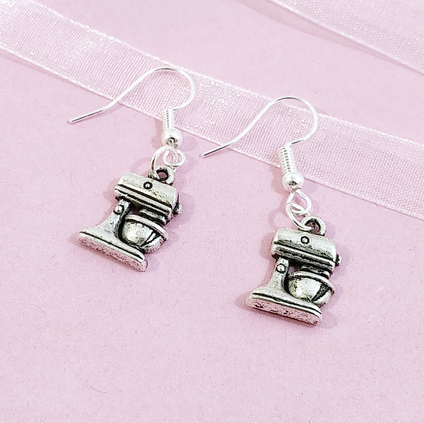 Food Mixer Earrings Silver
