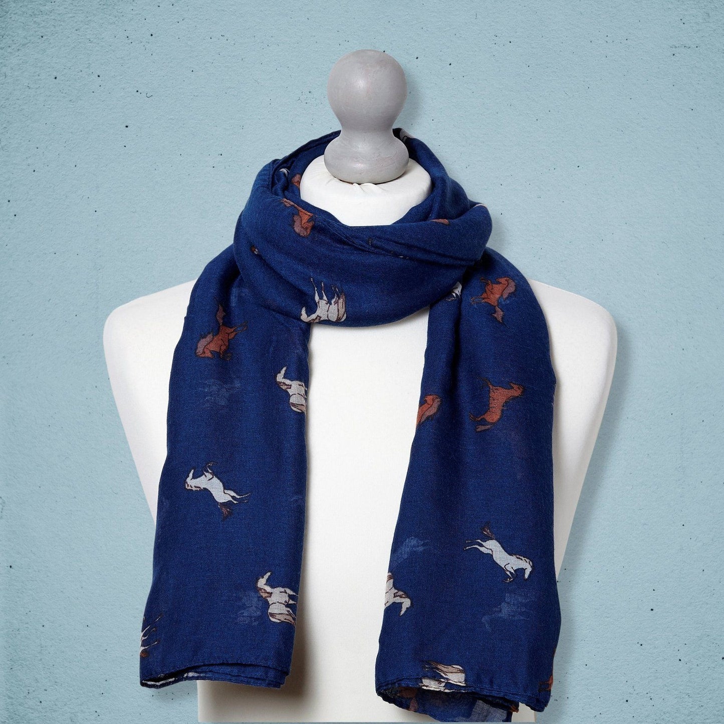 Frisky Horses Scarf Dark Blue