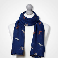 Load image into Gallery viewer, Frisky Horses Scarf Dark Blue
