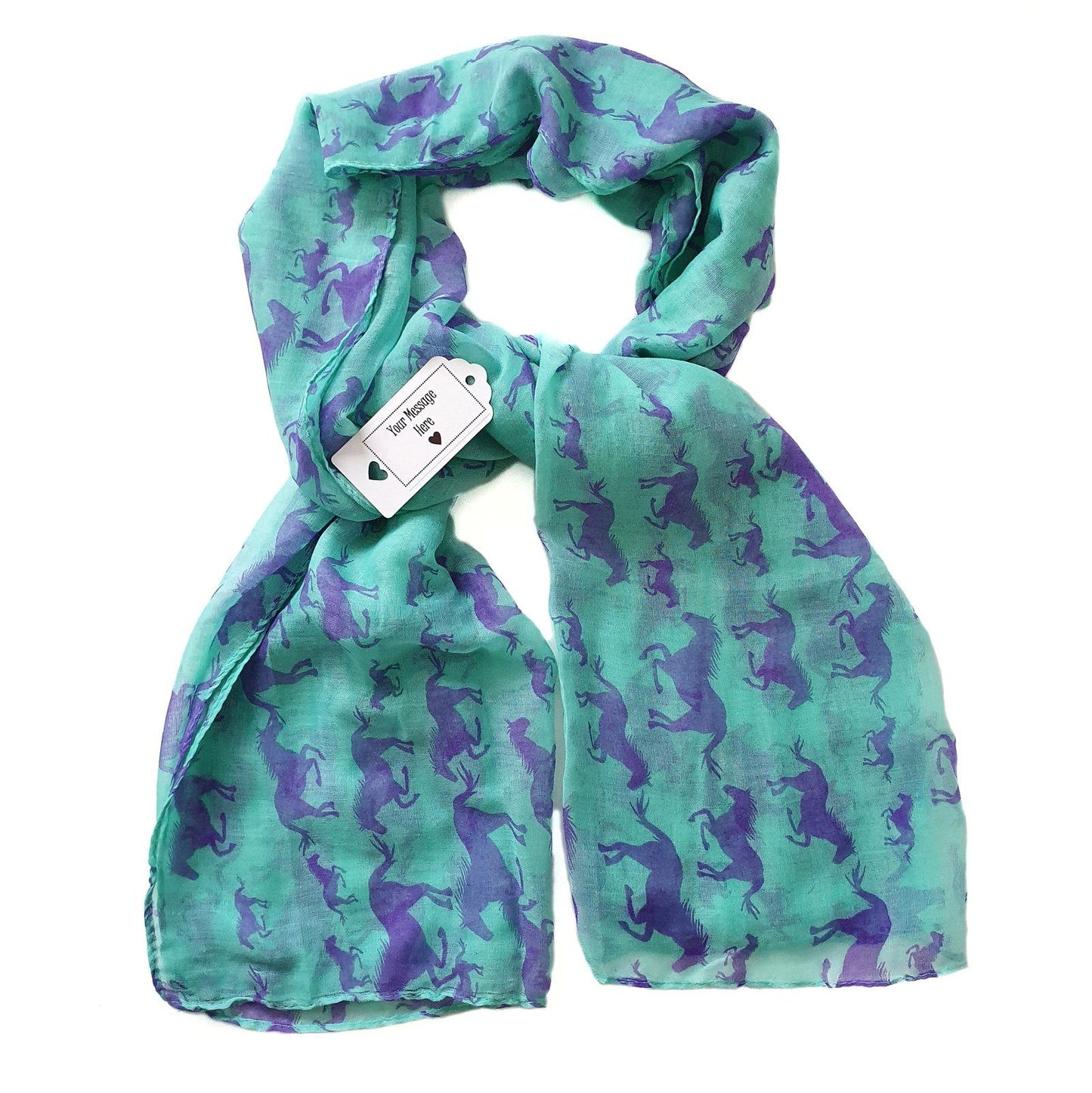 Galloping Horses Scarf Aqua