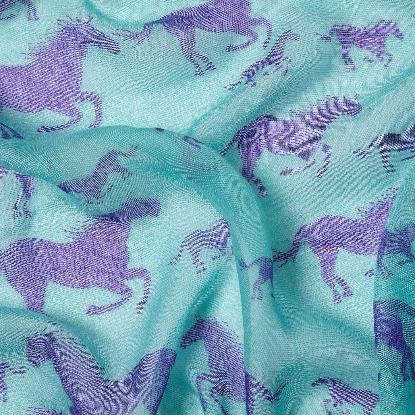 Galloping Horses Scarf Aqua