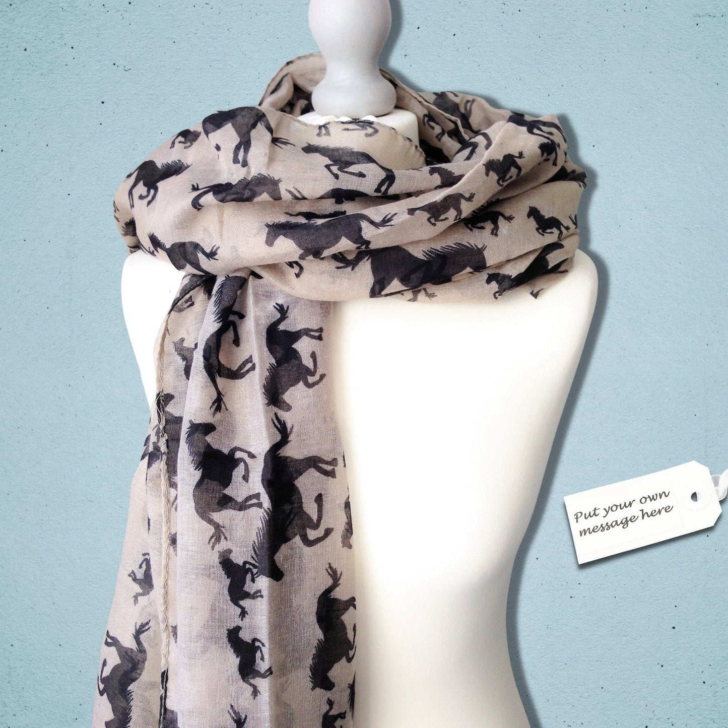 Galloping Horses Scarf Beige