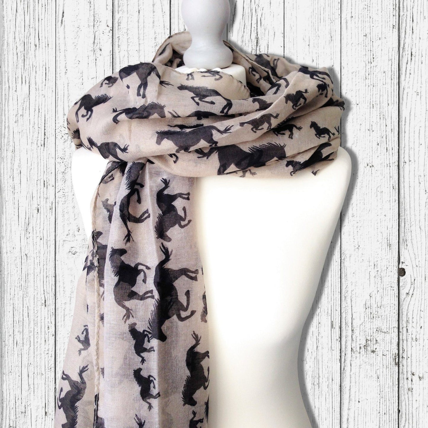 Galloping Horses Scarf Beige