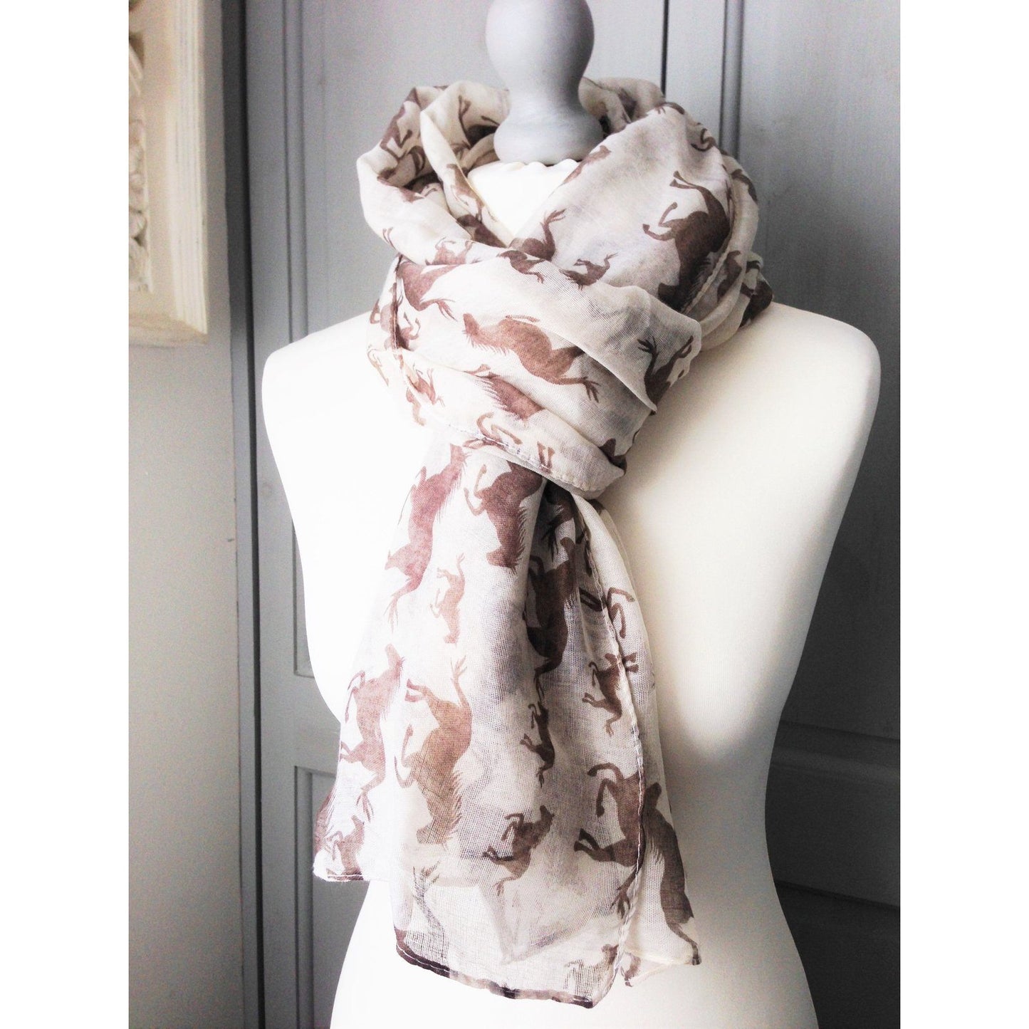 Galloping Horses Scarf Taupe