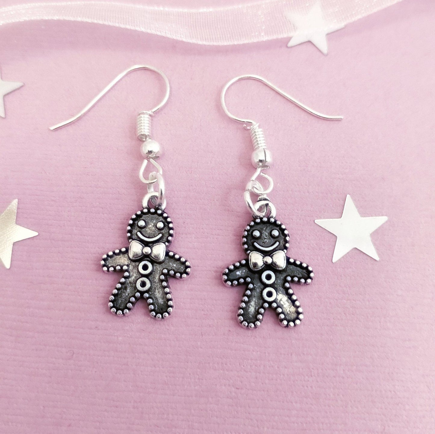 Gingerbread Men Earrings Silver
