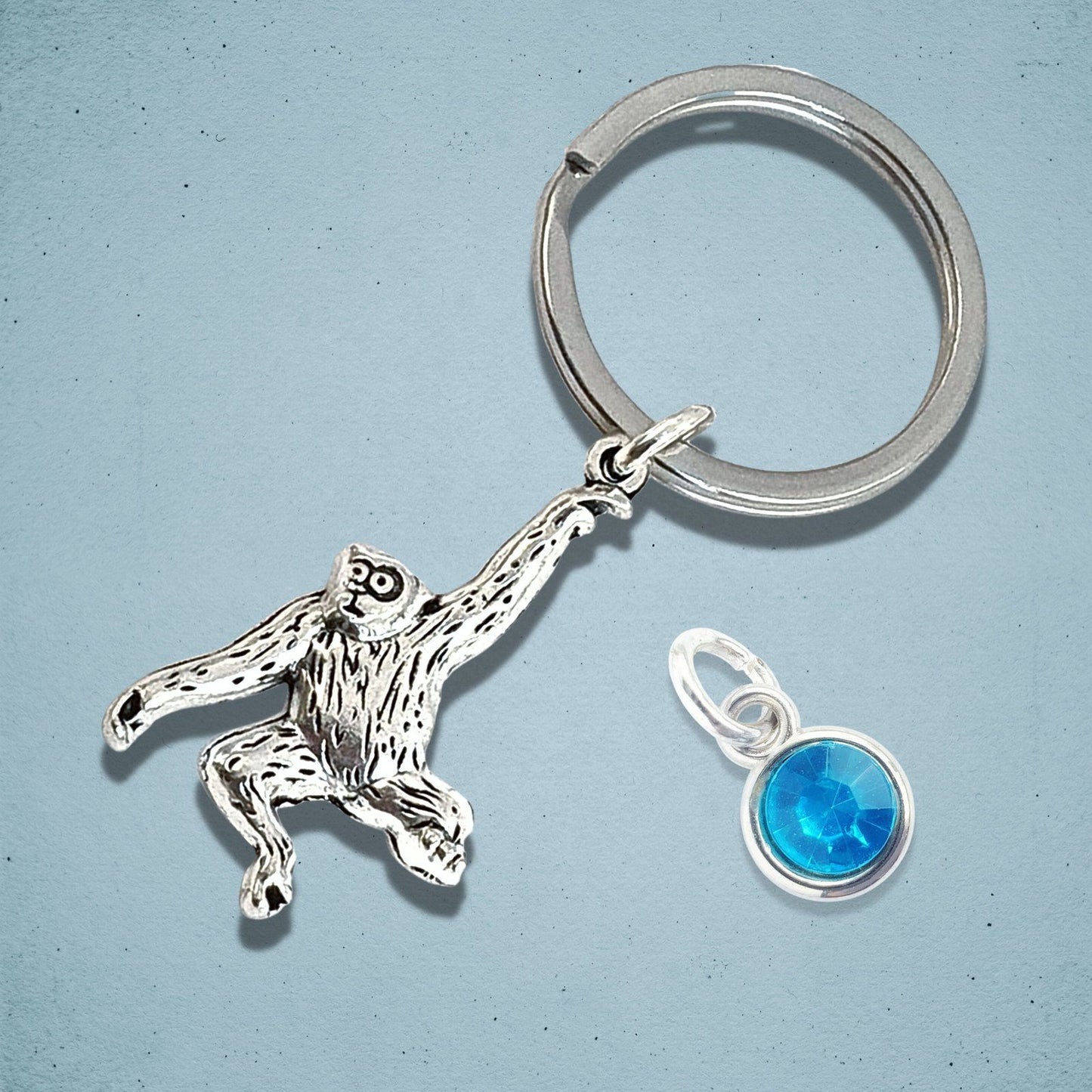 Gorilla Orangutan Keyring Silver