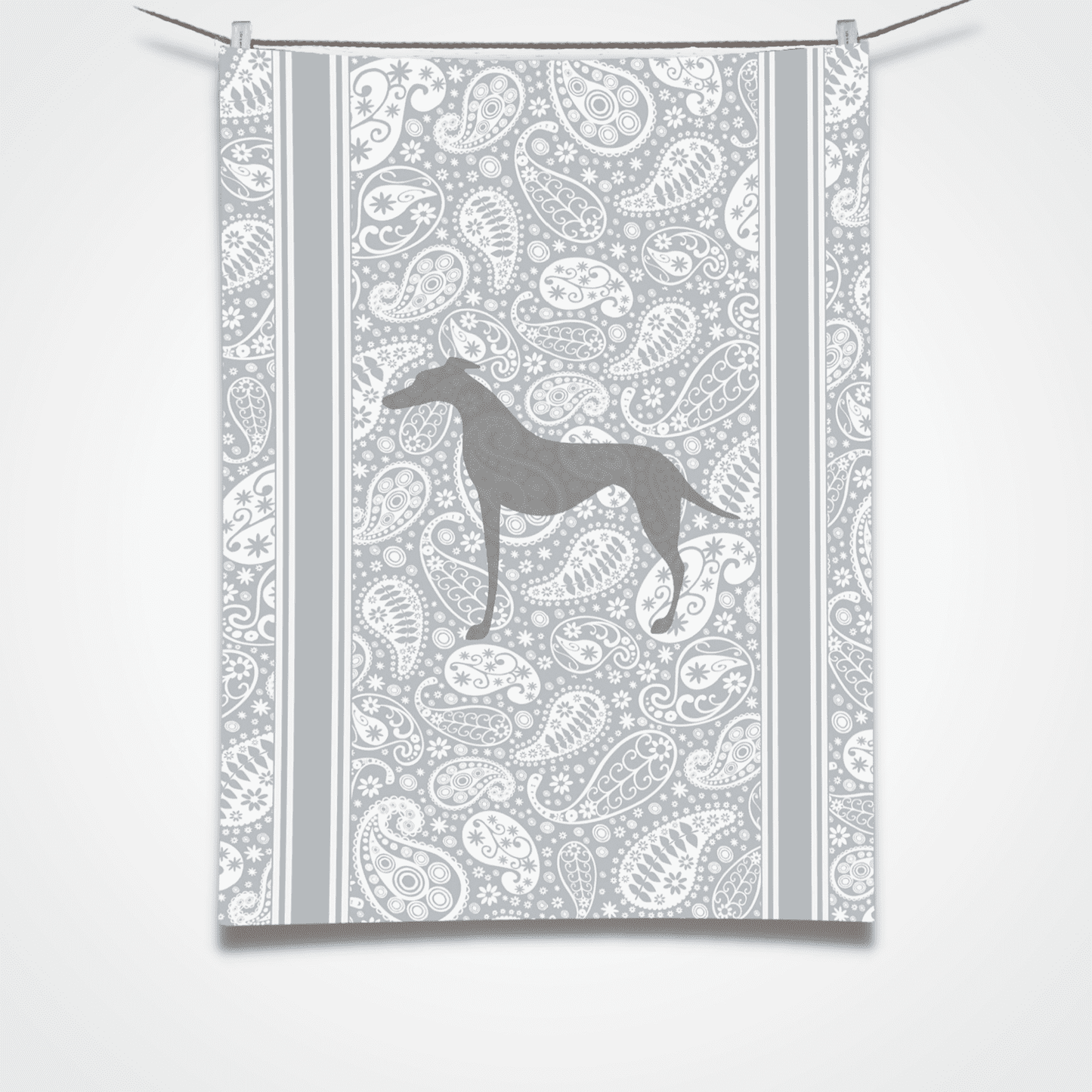Greyhound Paisley Tea Towel Grey