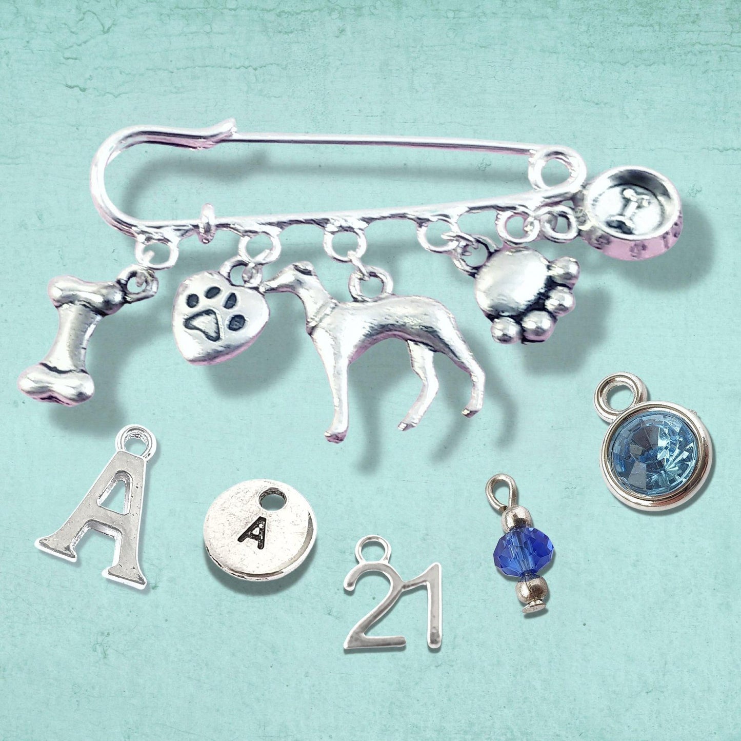 Greyhound Whippet Brooch Silver