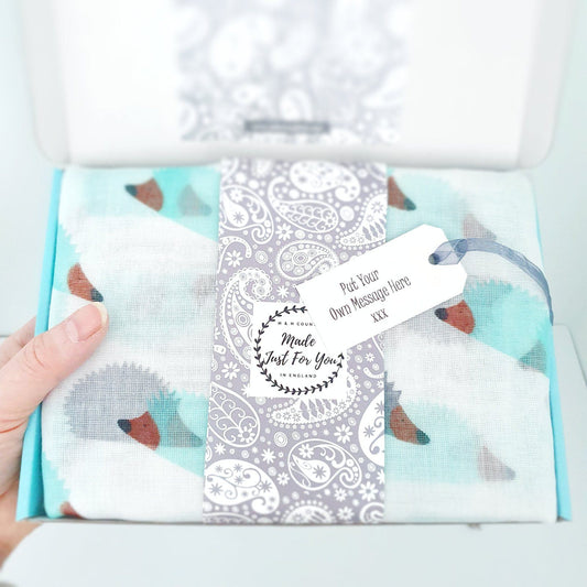 Hedgehog Print Scarf Green White
