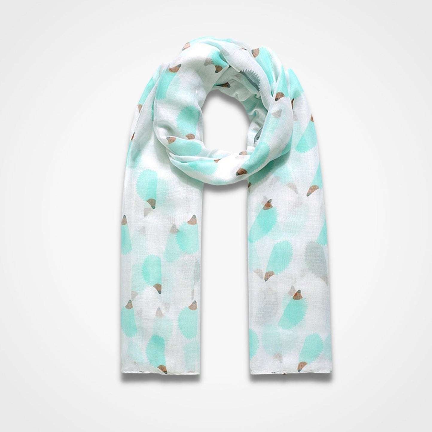 Hedgehog Print Scarf Green White
