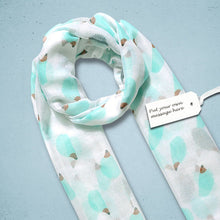 Load image into Gallery viewer, Hedgehog Print Scarf Green White
