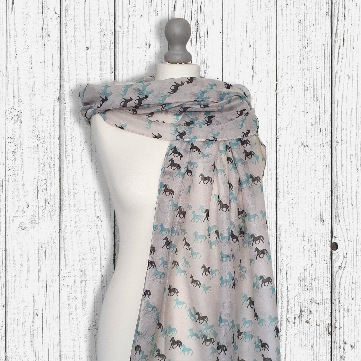 Horse Print Scarf White