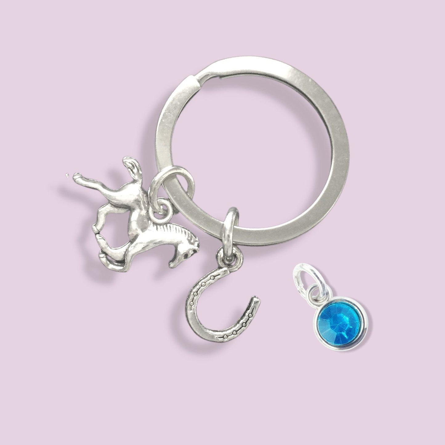 Horse Rider Keyring Silver