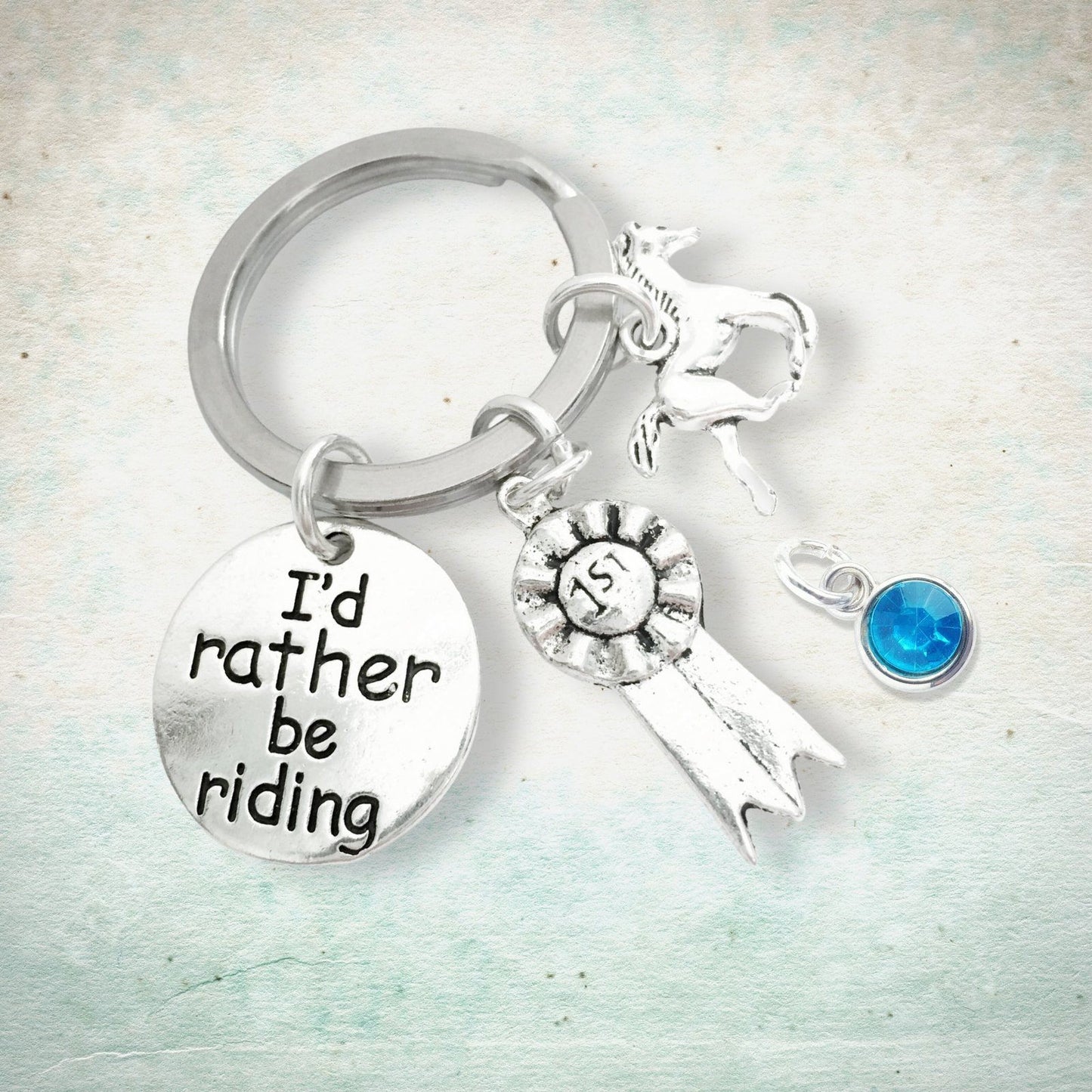 Horse Rider Keyring Silver
