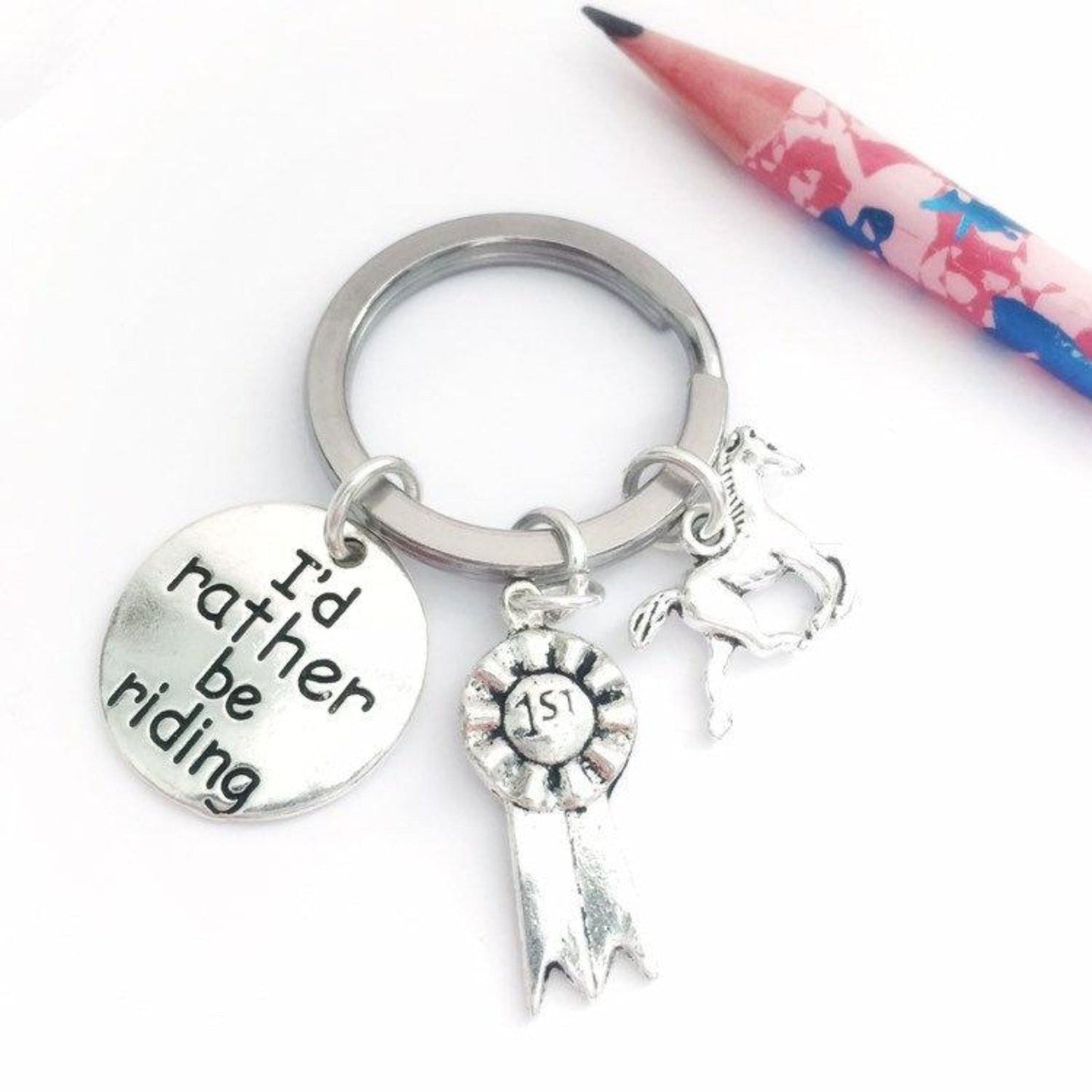 Horse Rider Keyring Silver