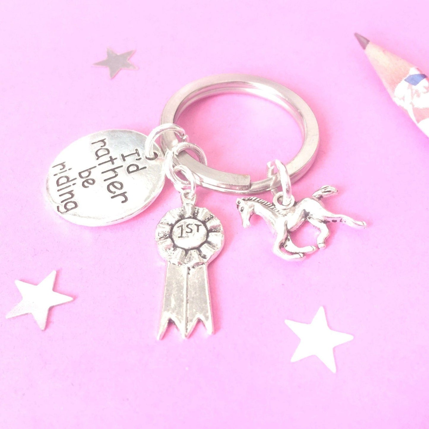Horse Rider Keyring Silver