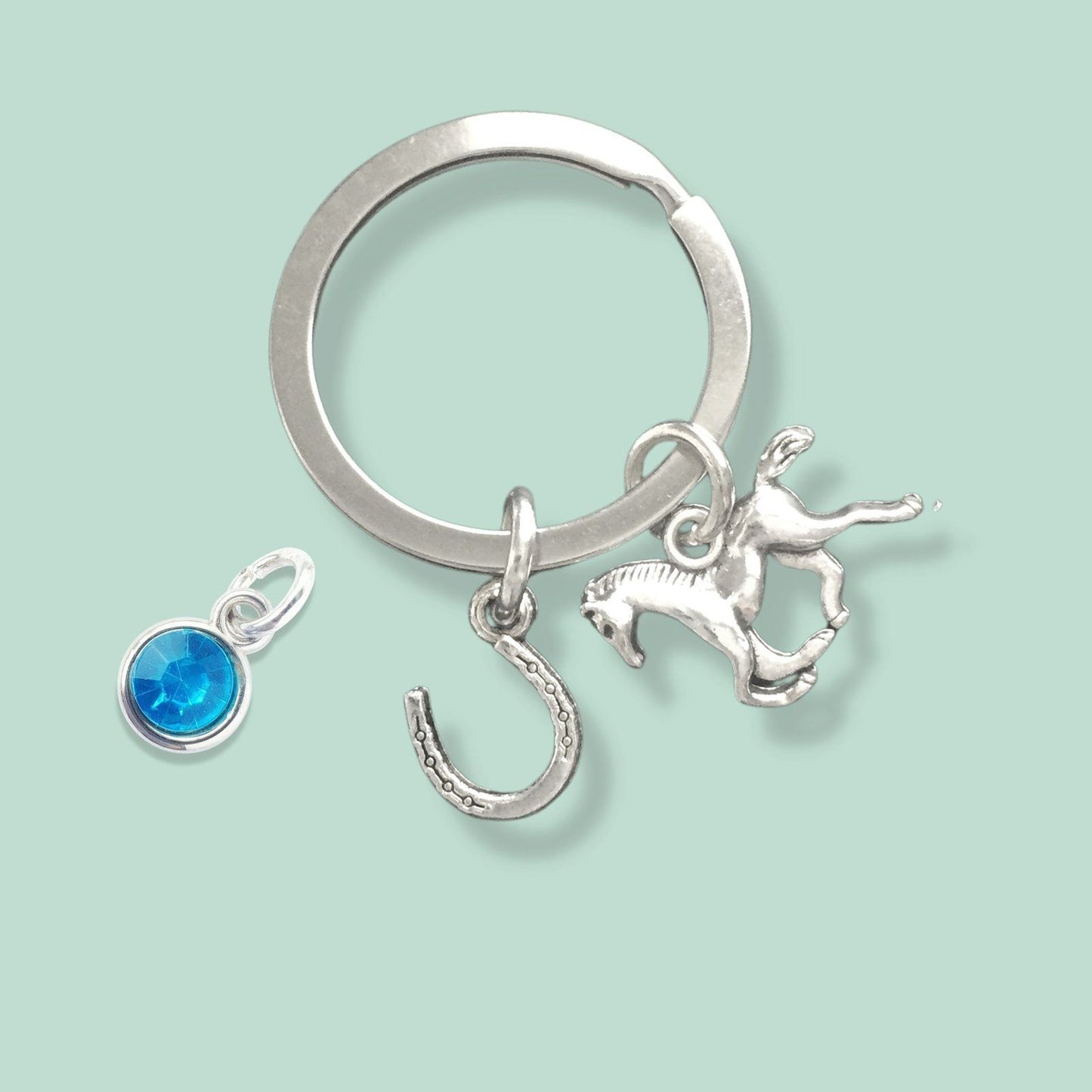 Horse Rider Keyring Silver