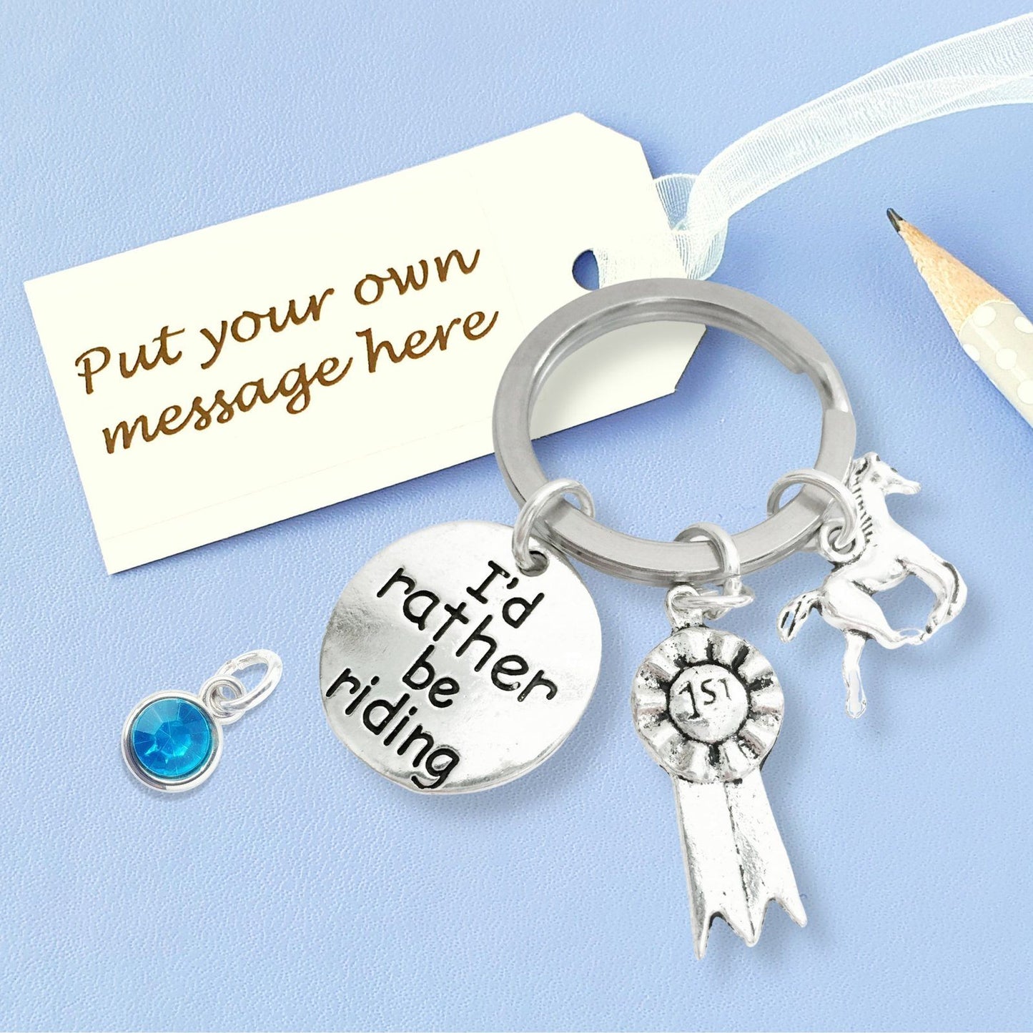 Horse Rider Keyring Silver