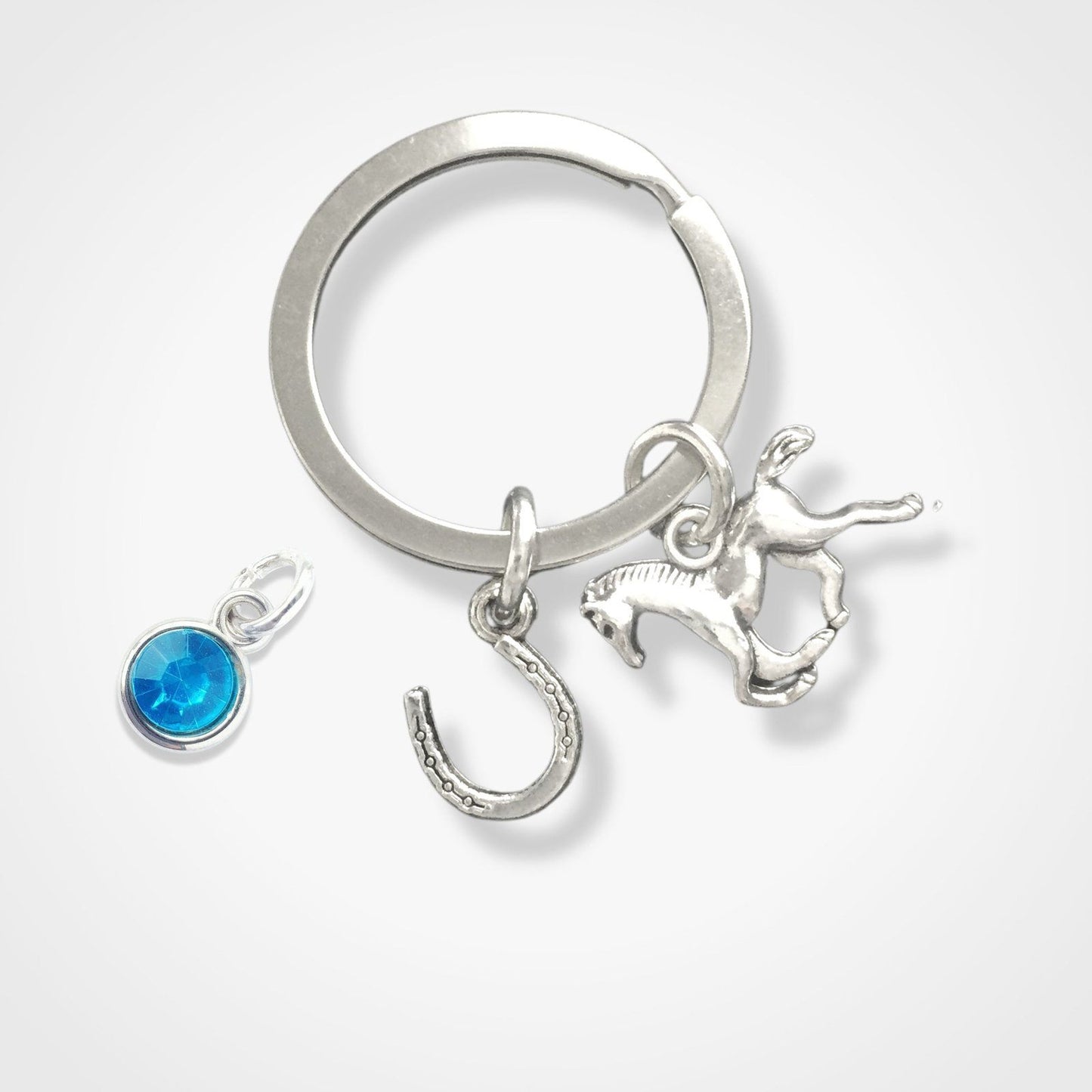 Horse Rider Keyring Silver
