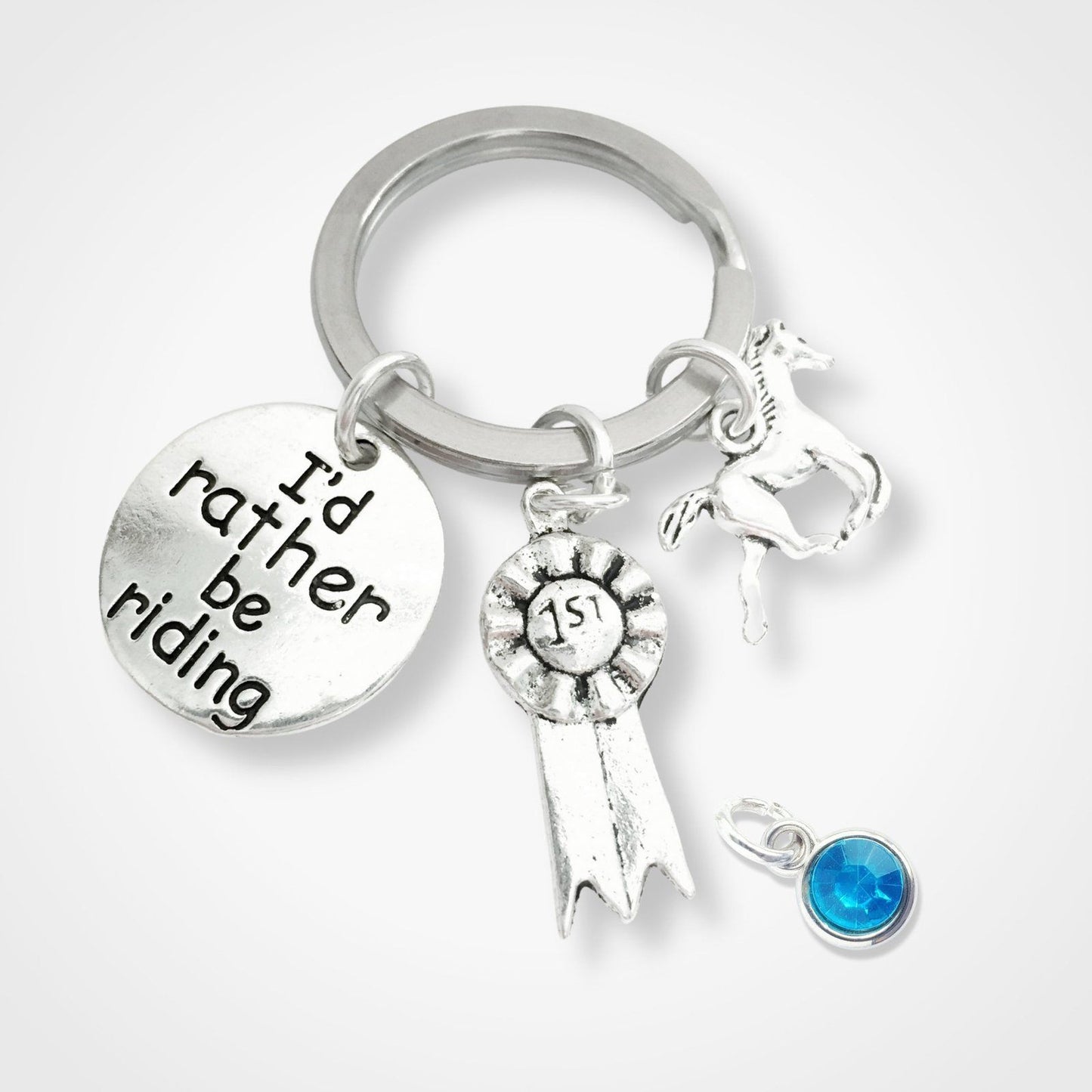 Horse Rider Keyring Silver