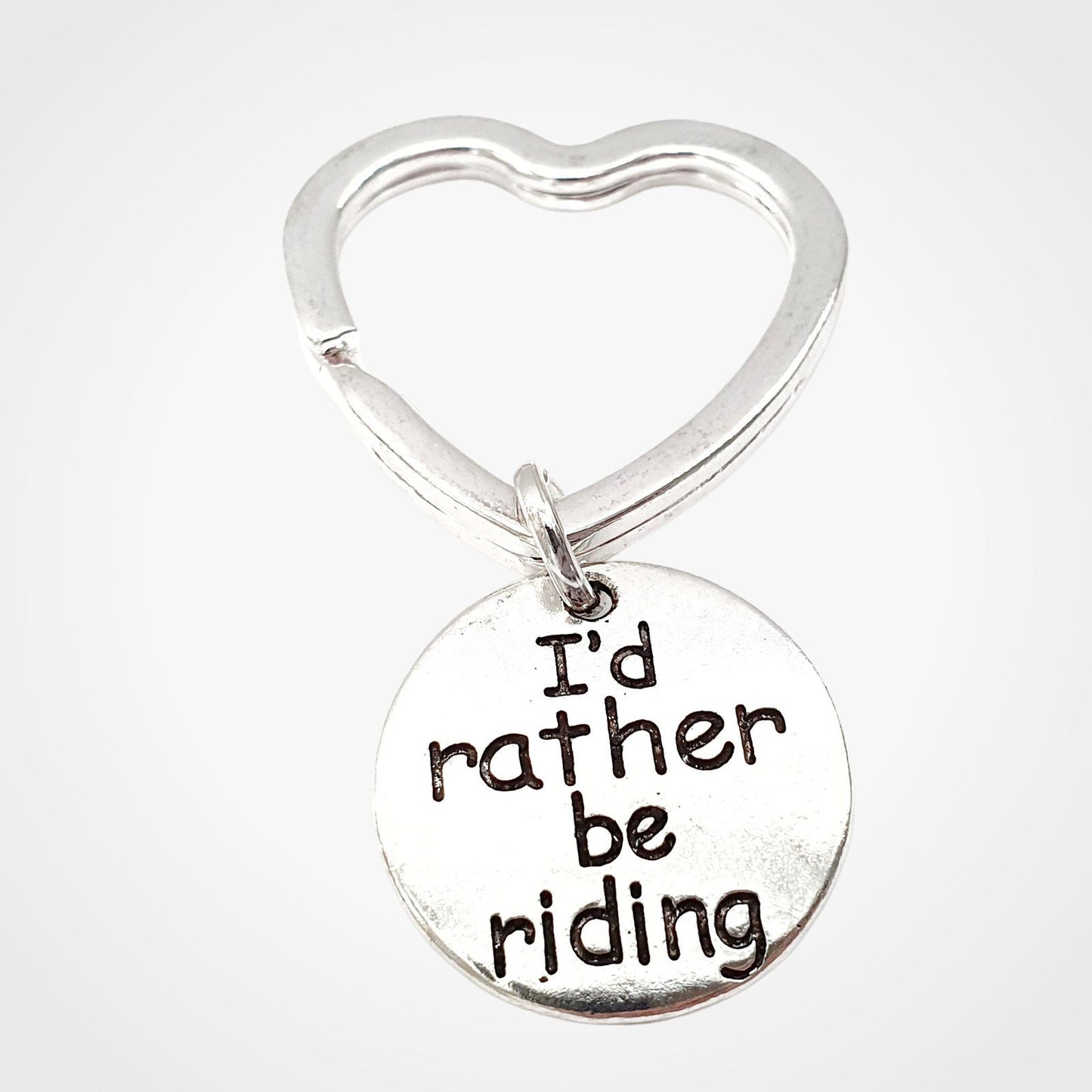Horse Rider Rather Riding Keyring Silver