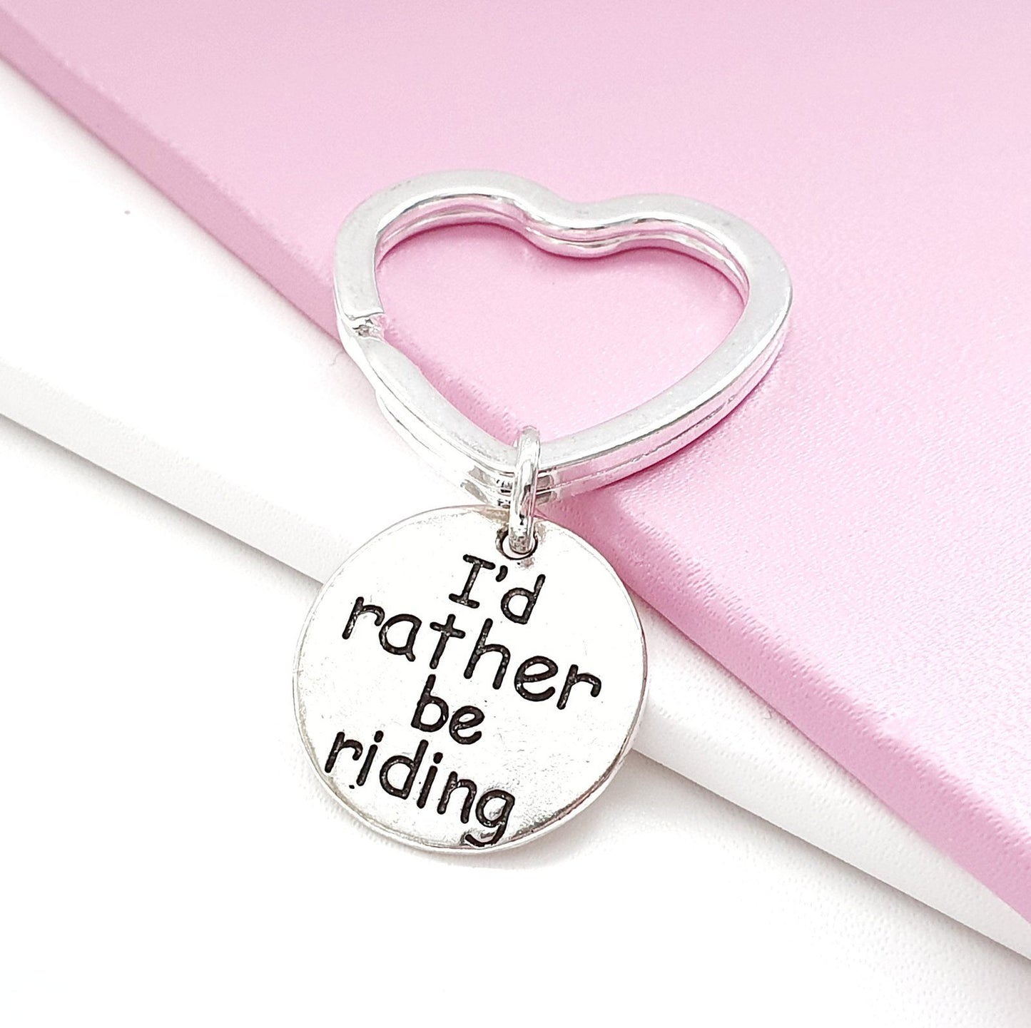Horse Rider Rather Riding Keyring Silver