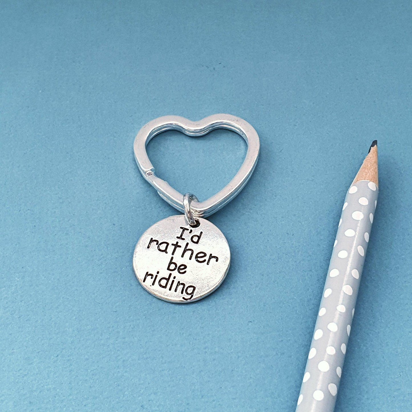 Horse Rider Rather Riding Keyring Silver