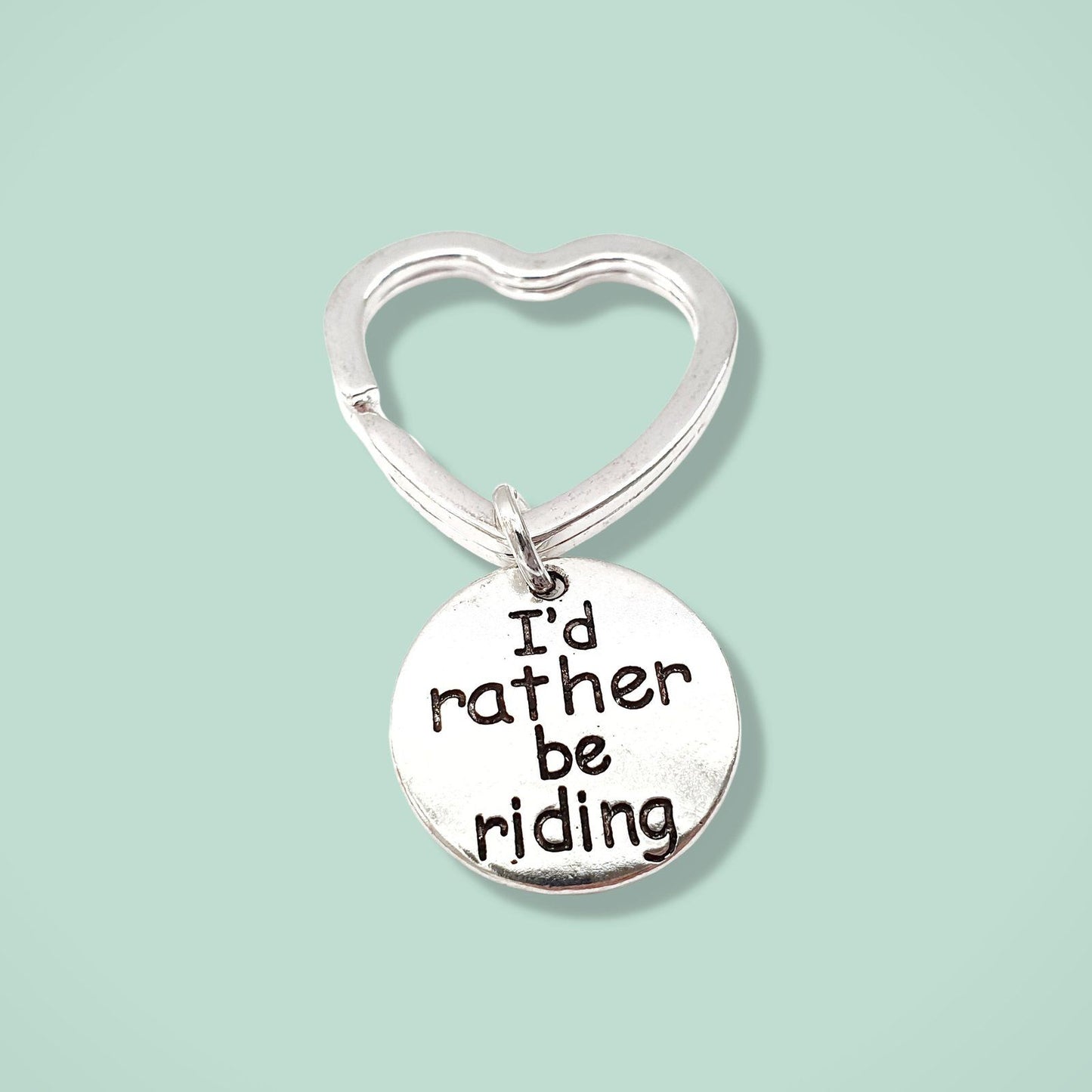 Horse Rider Rather Riding Keyring Silver