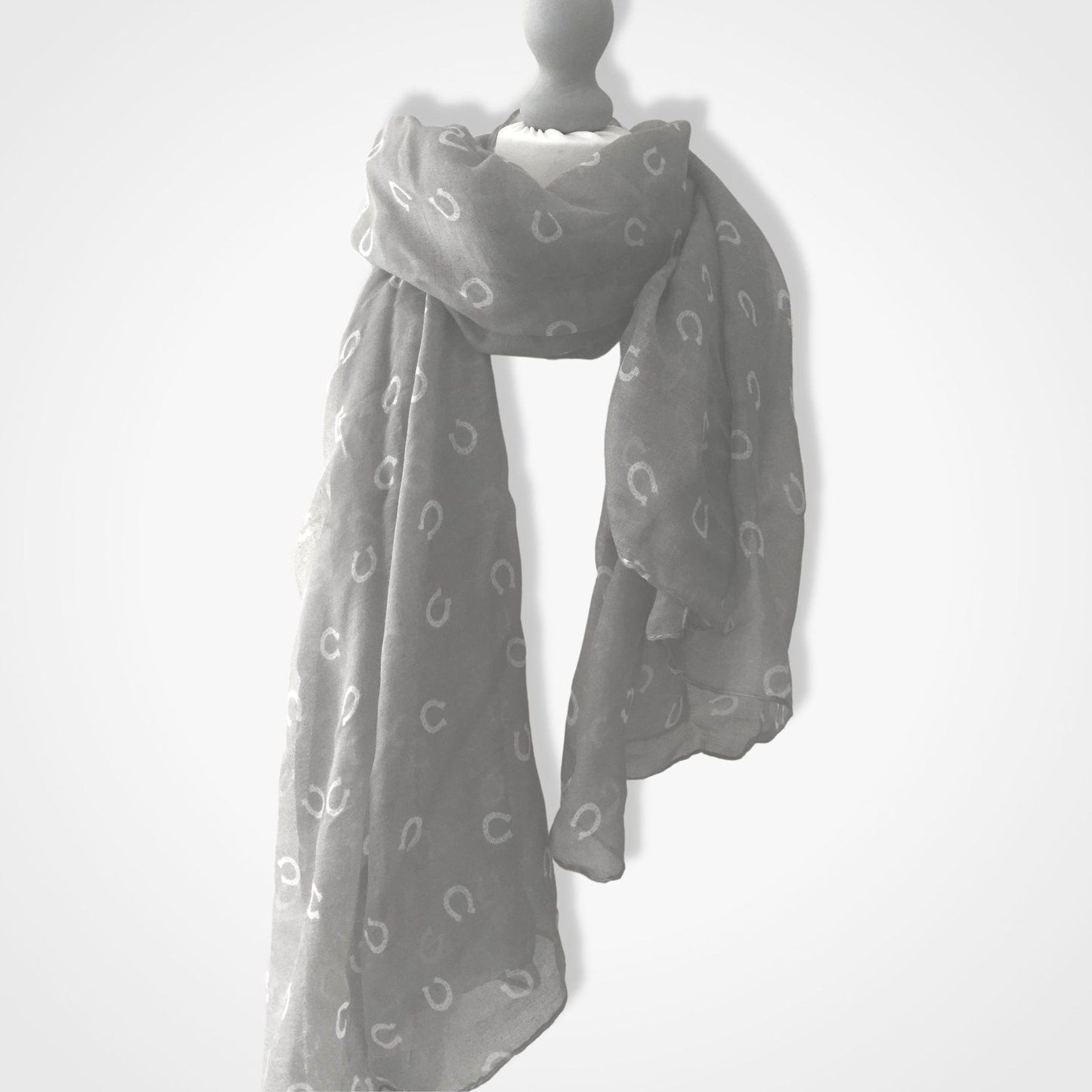 Horseshoe Print Scarf Grey