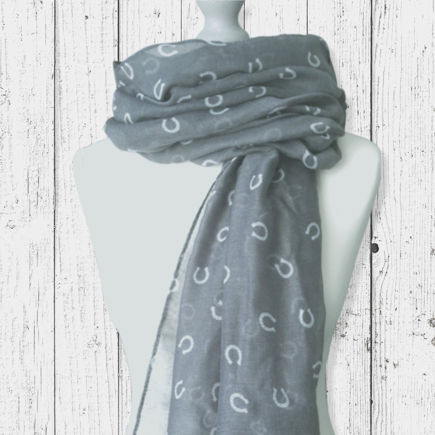 Horseshoe Print Scarf Grey