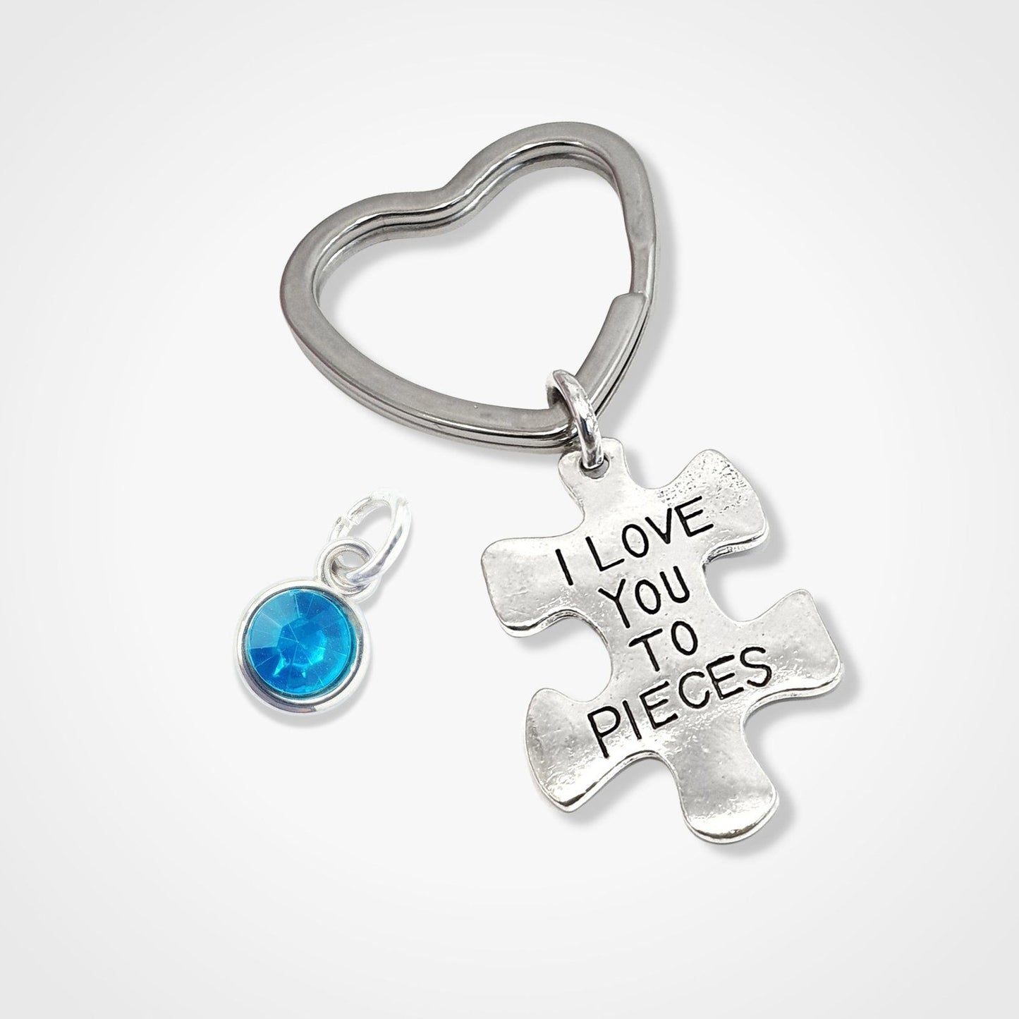 Jigsaw Love Pieces Keyring Silver