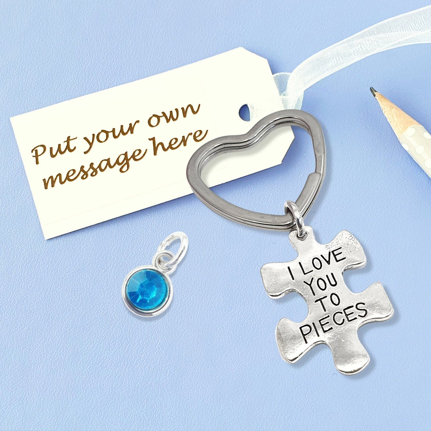 Jigsaw Love Pieces Keyring Silver