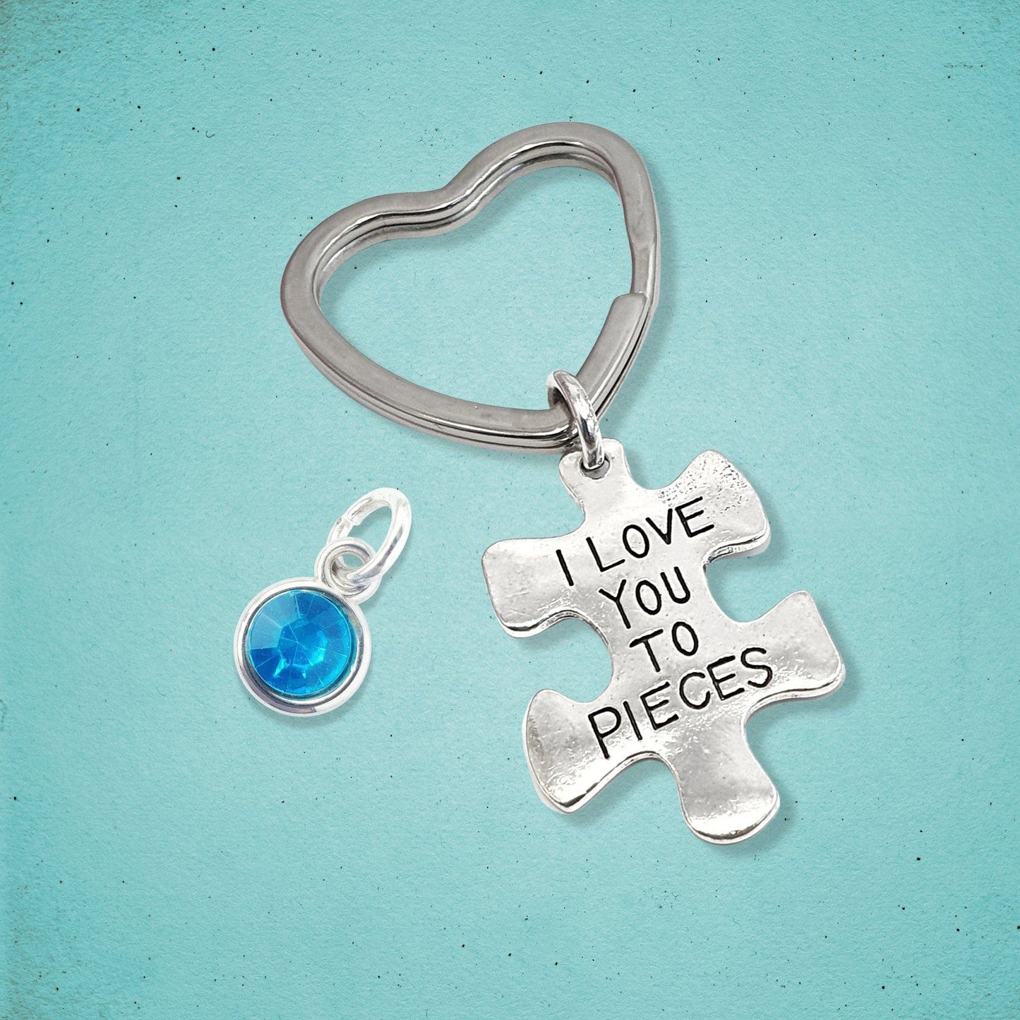 Jigsaw Love Pieces Keyring Silver