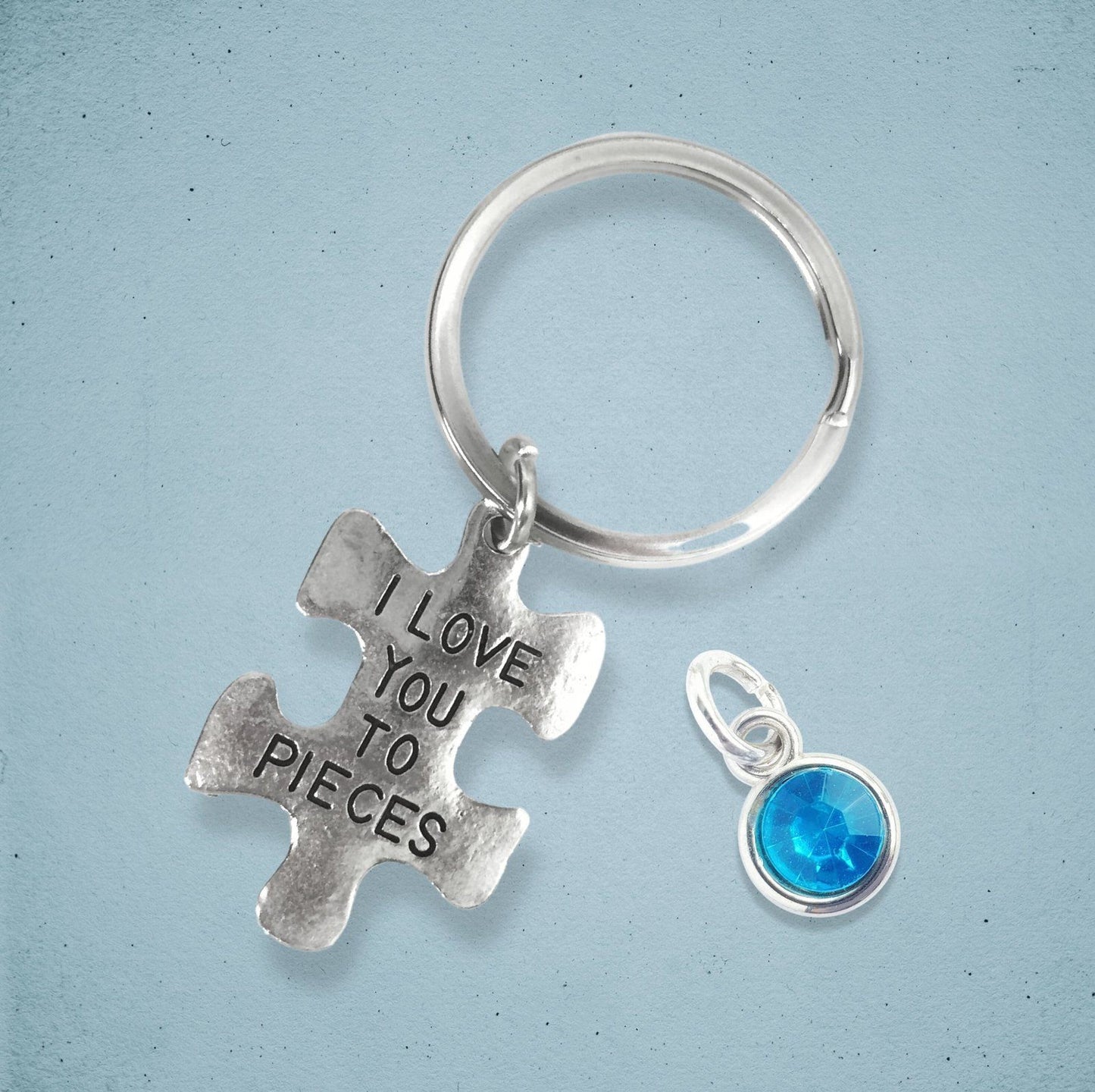 Jigsaw Love Pieces Keyring Silver