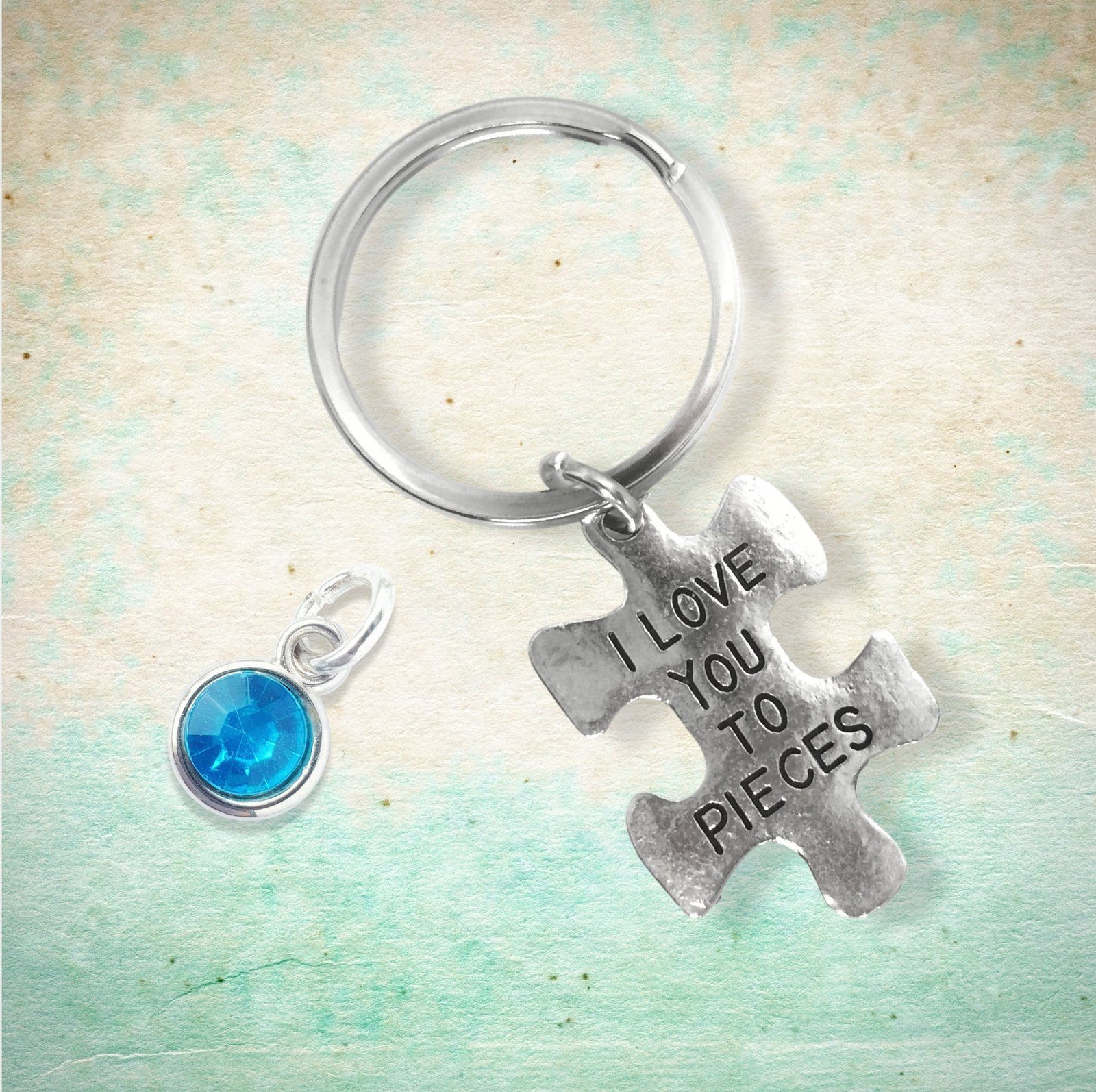 Jigsaw Love Pieces Keyring Silver