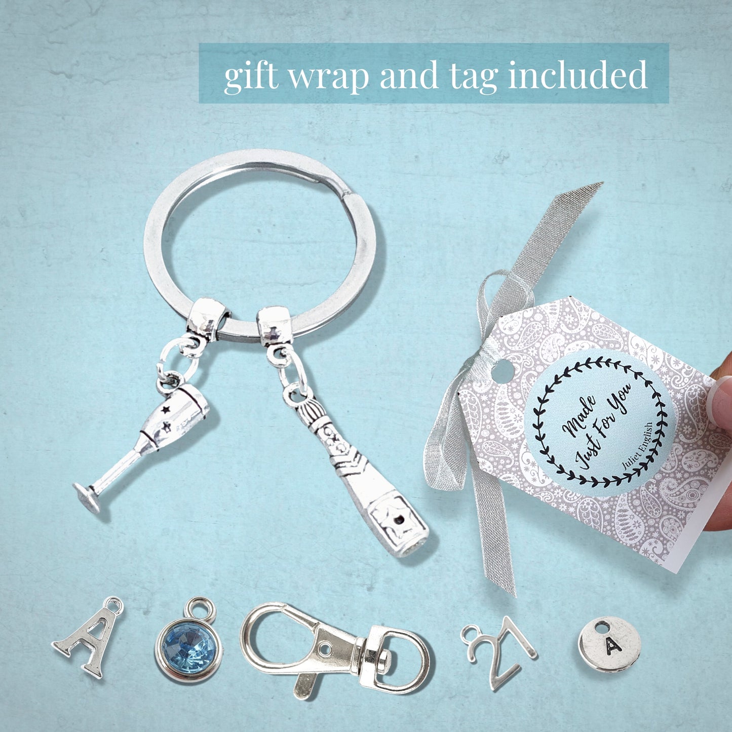 Prosecco Lover Keyring - Silver