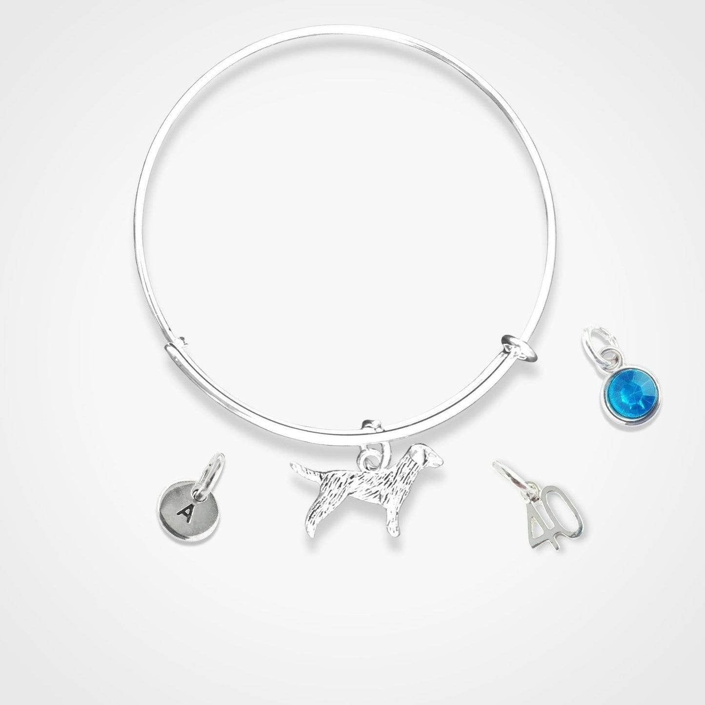 Labrador Charm Bangle Silver