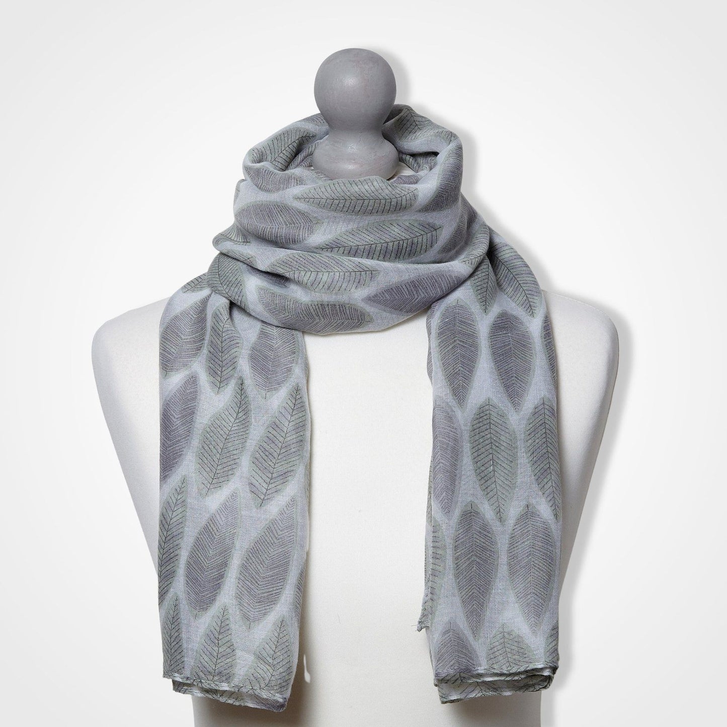 Leaf Print Scarf Grey